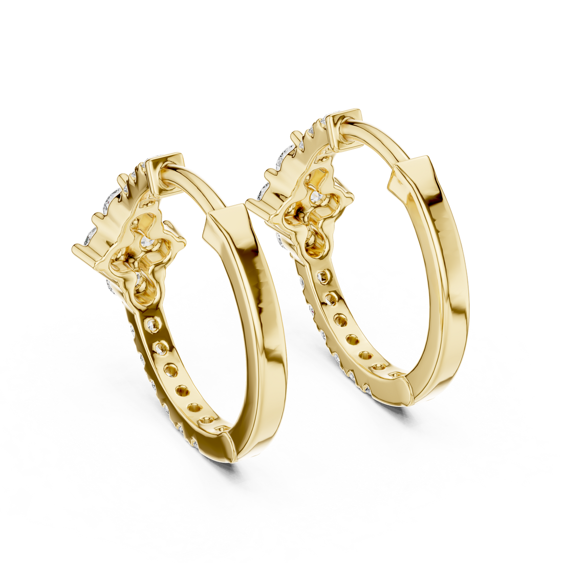 Elegant Round Diamond Cluster Huggie Hoop Earrings