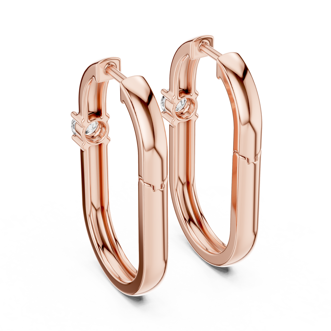 Minimalist Solitaire Accent Oval Hoop Earrings