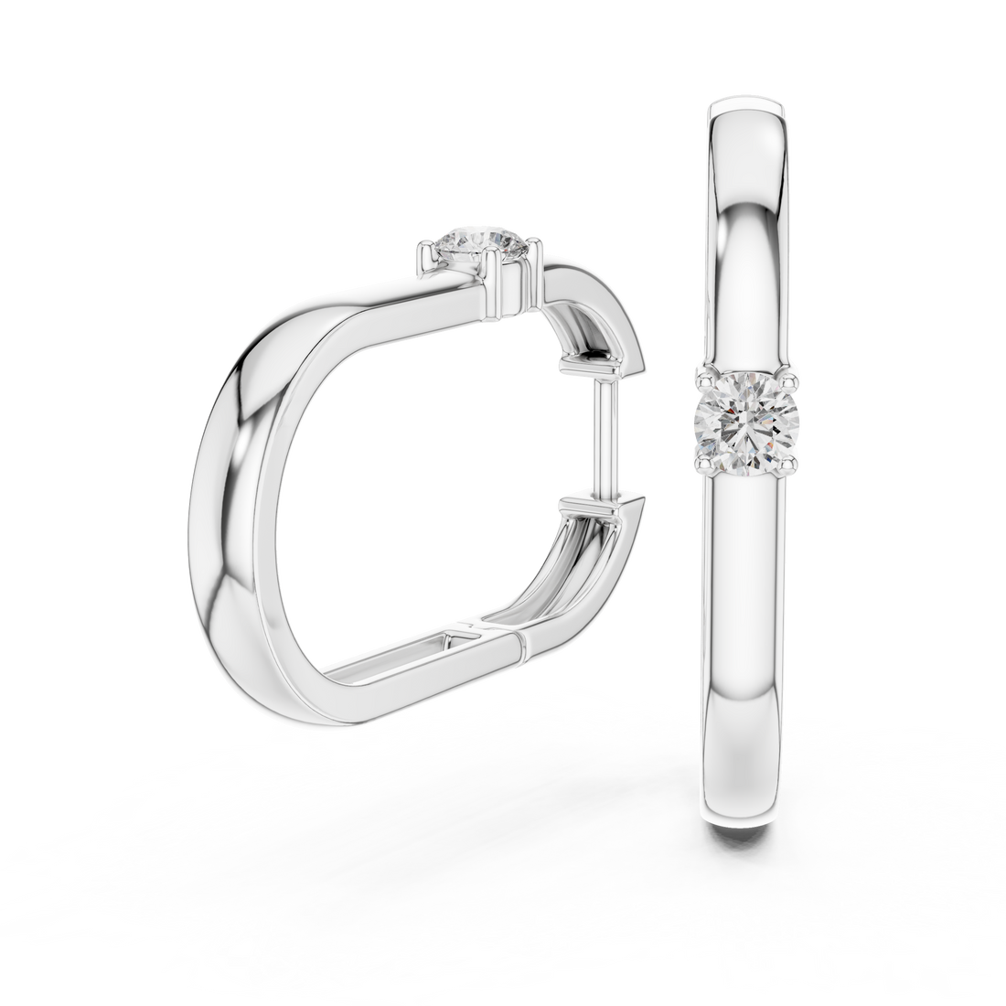 Minimalist Solitaire Accent Oval Hoop Earrings