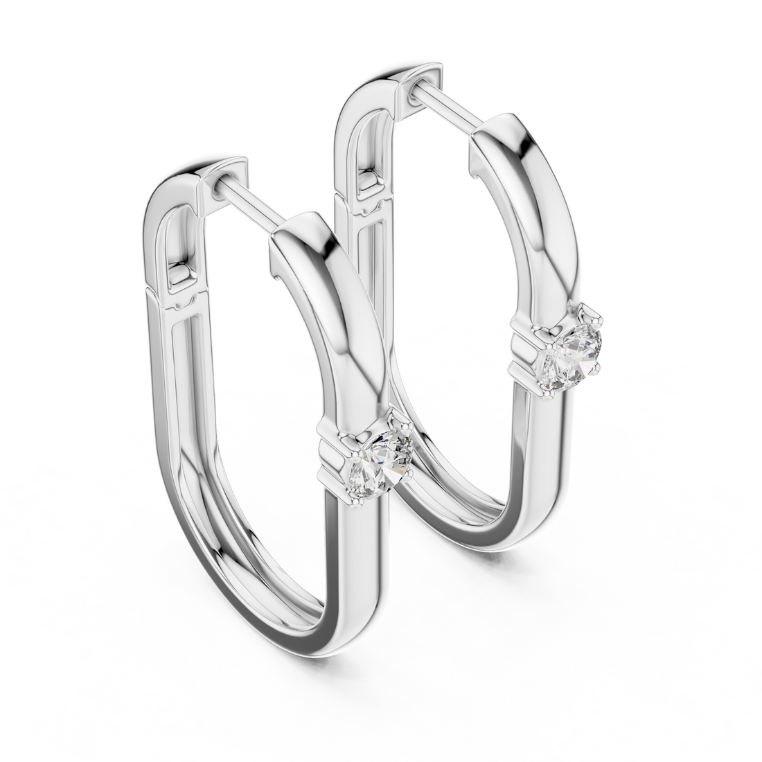 Minimalist Solitaire Accent Oval Hoop Earrings