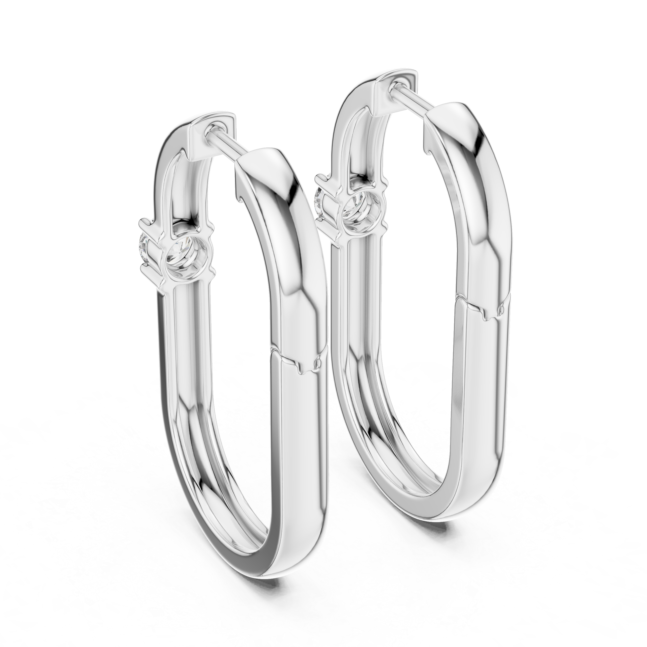 Minimalist Solitaire Accent Oval Hoop Earrings