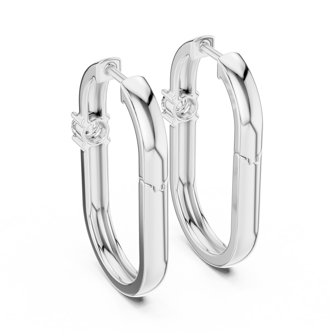 Minimalist Solitaire Accent Oval Hoop Earrings