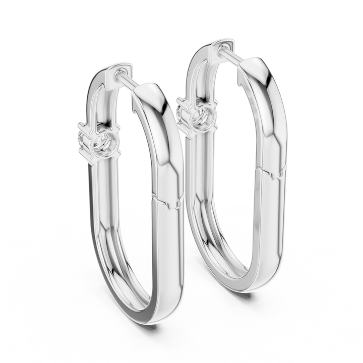 Minimalist Solitaire Accent Oval Hoop Earrings