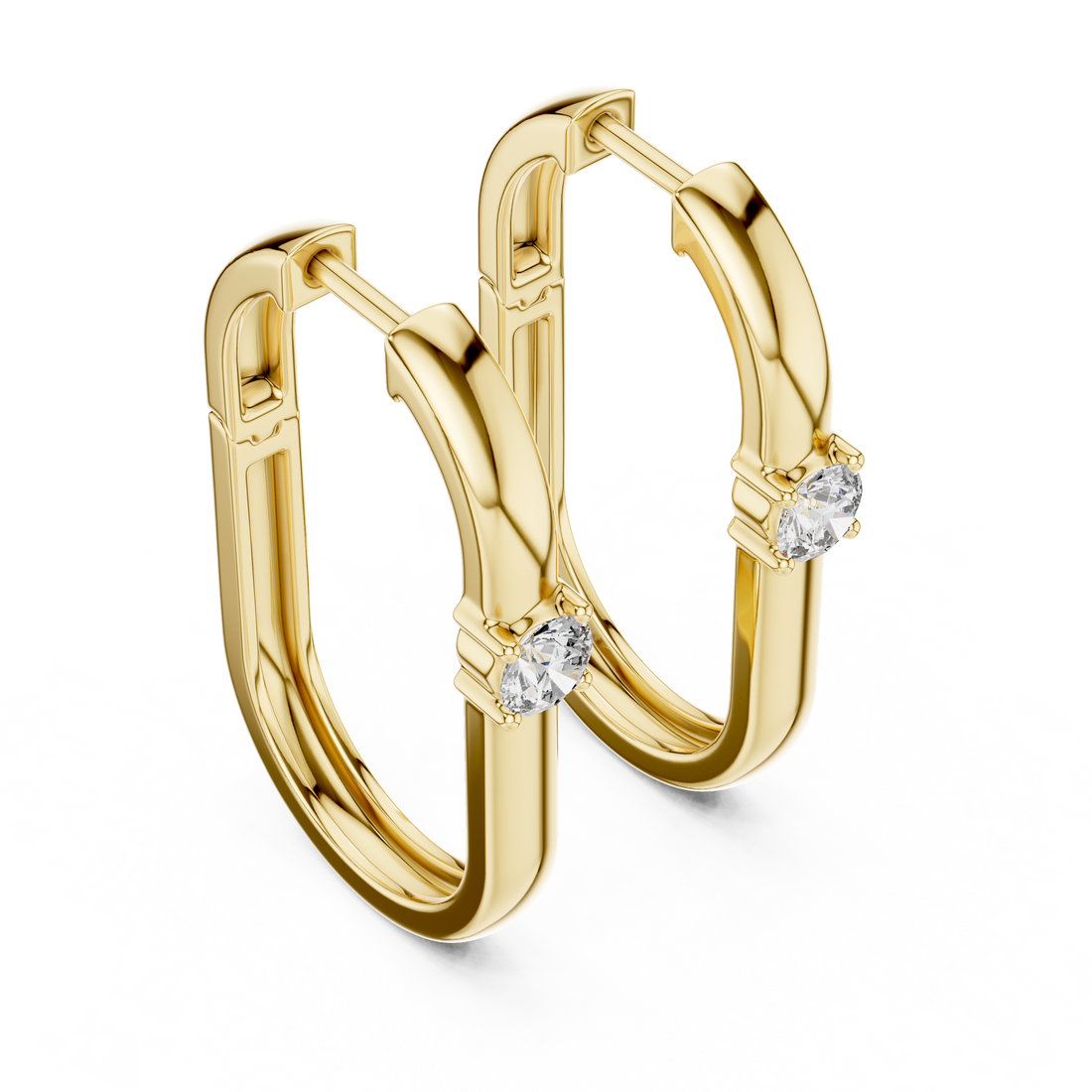 Minimalist Solitaire Accent Oval Hoop Earrings