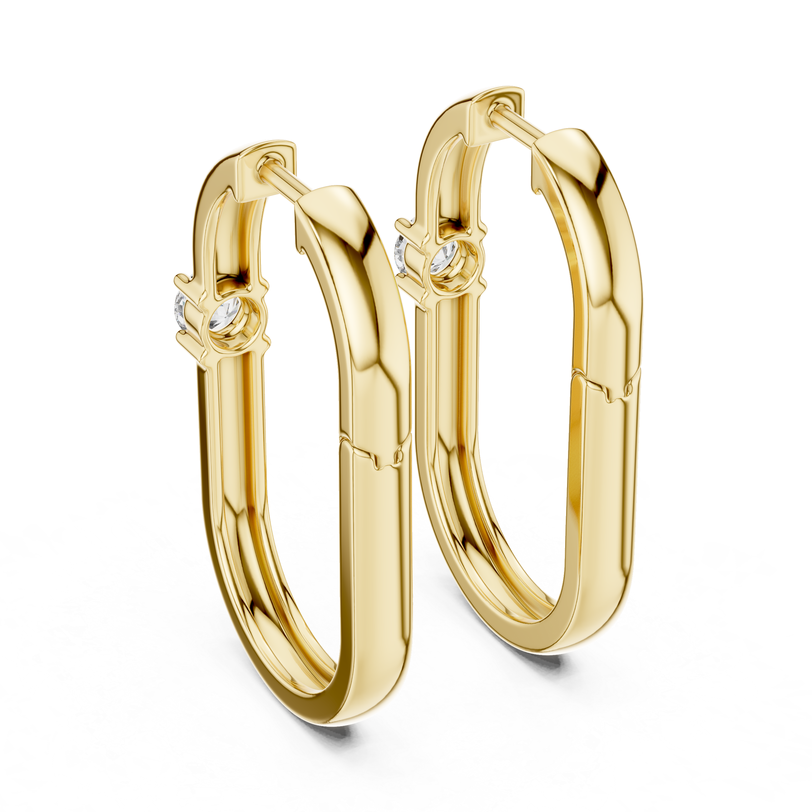 Minimalist Solitaire Accent Oval Hoop Earrings