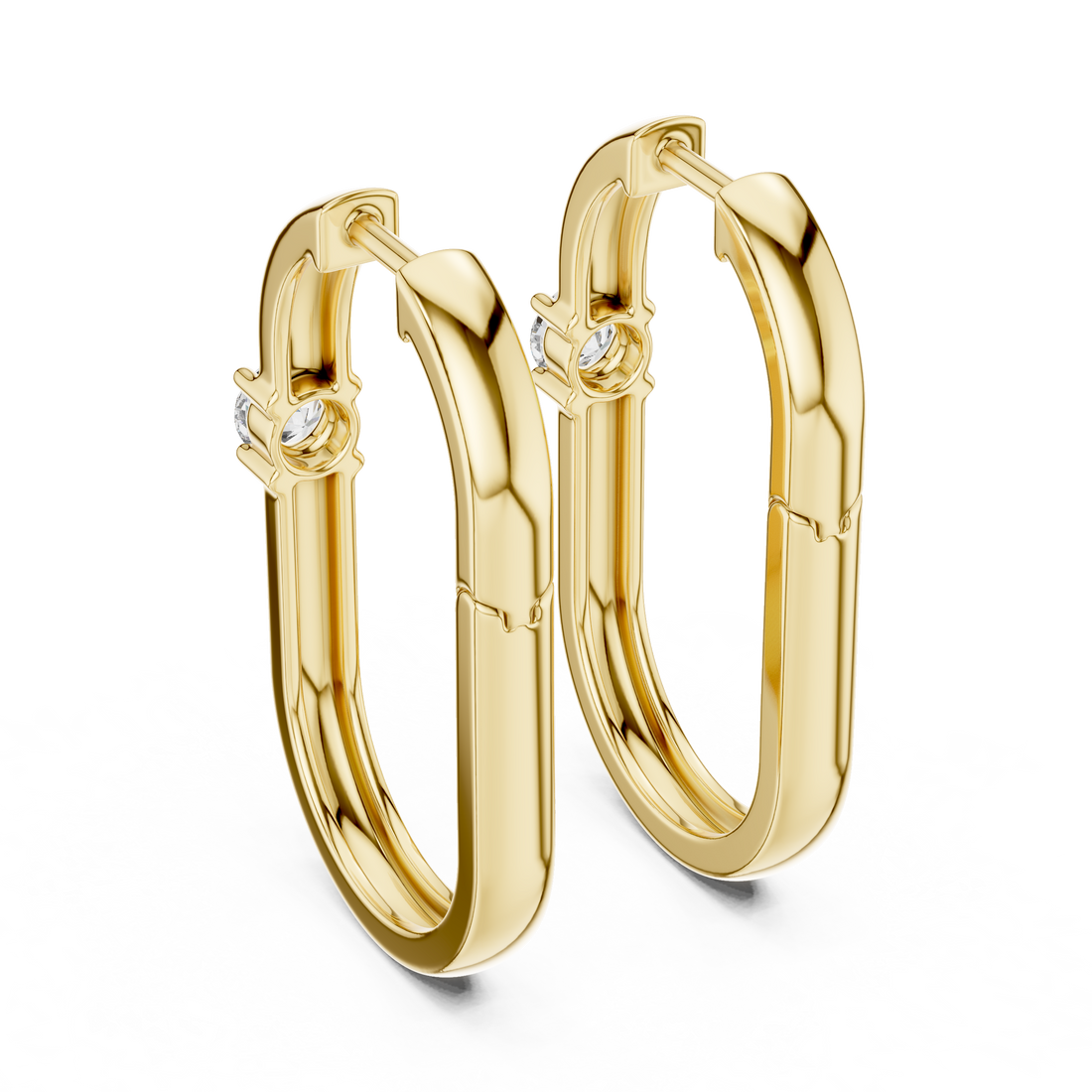 Minimalist Solitaire Accent Oval Hoop Earrings