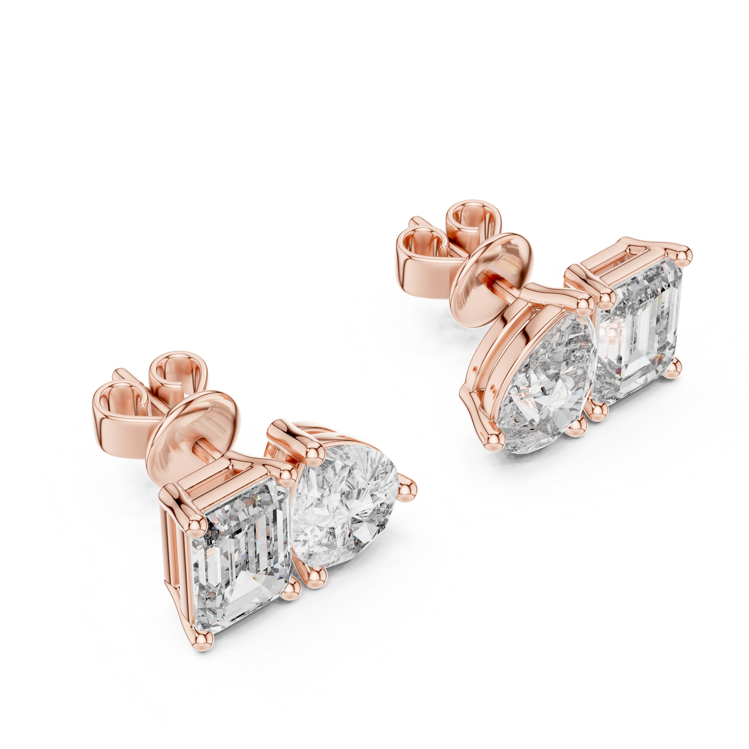 0.80ct Pear & 1.00ct Emerald Solitaire Diamond Studs