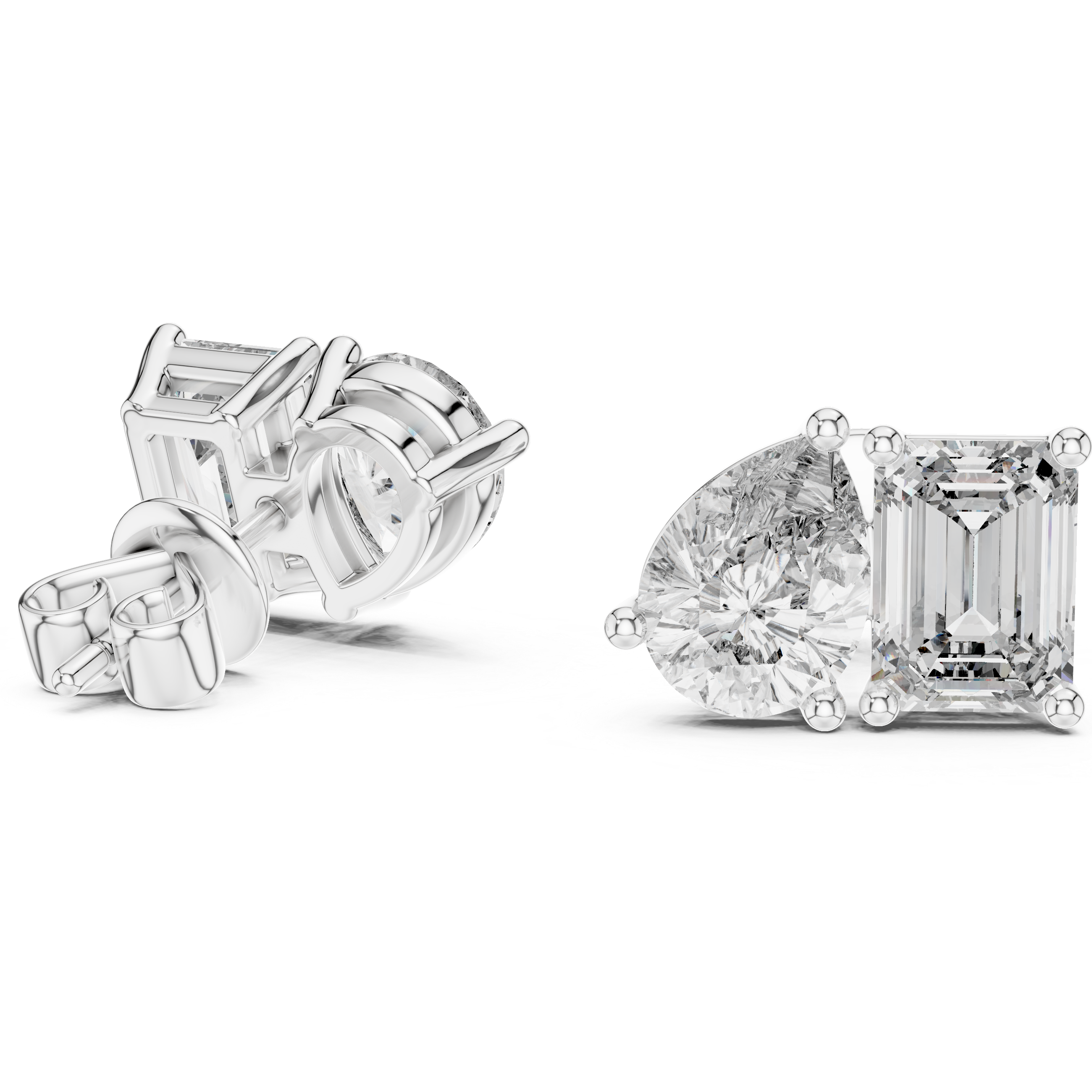 0.80ct Pear & 1.00ct Emerald Solitaire Diamond Studs