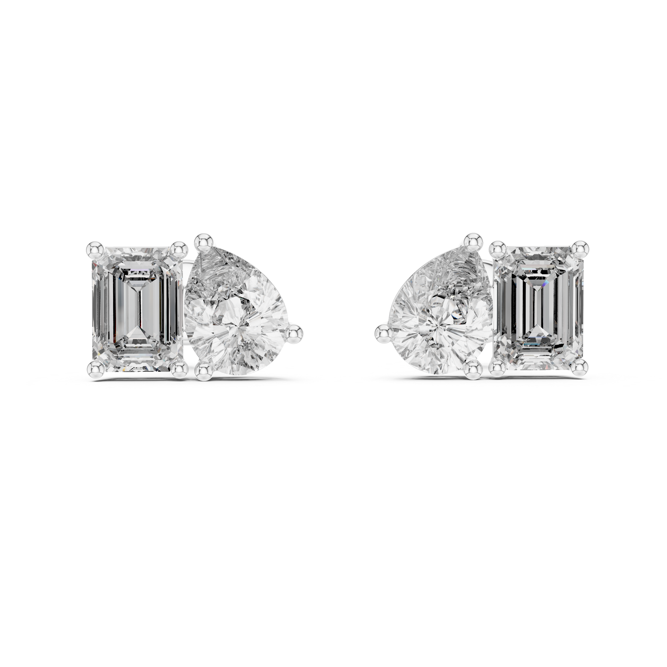 0.80ct Pear & 1.00ct Emerald Solitaire Diamond Studs