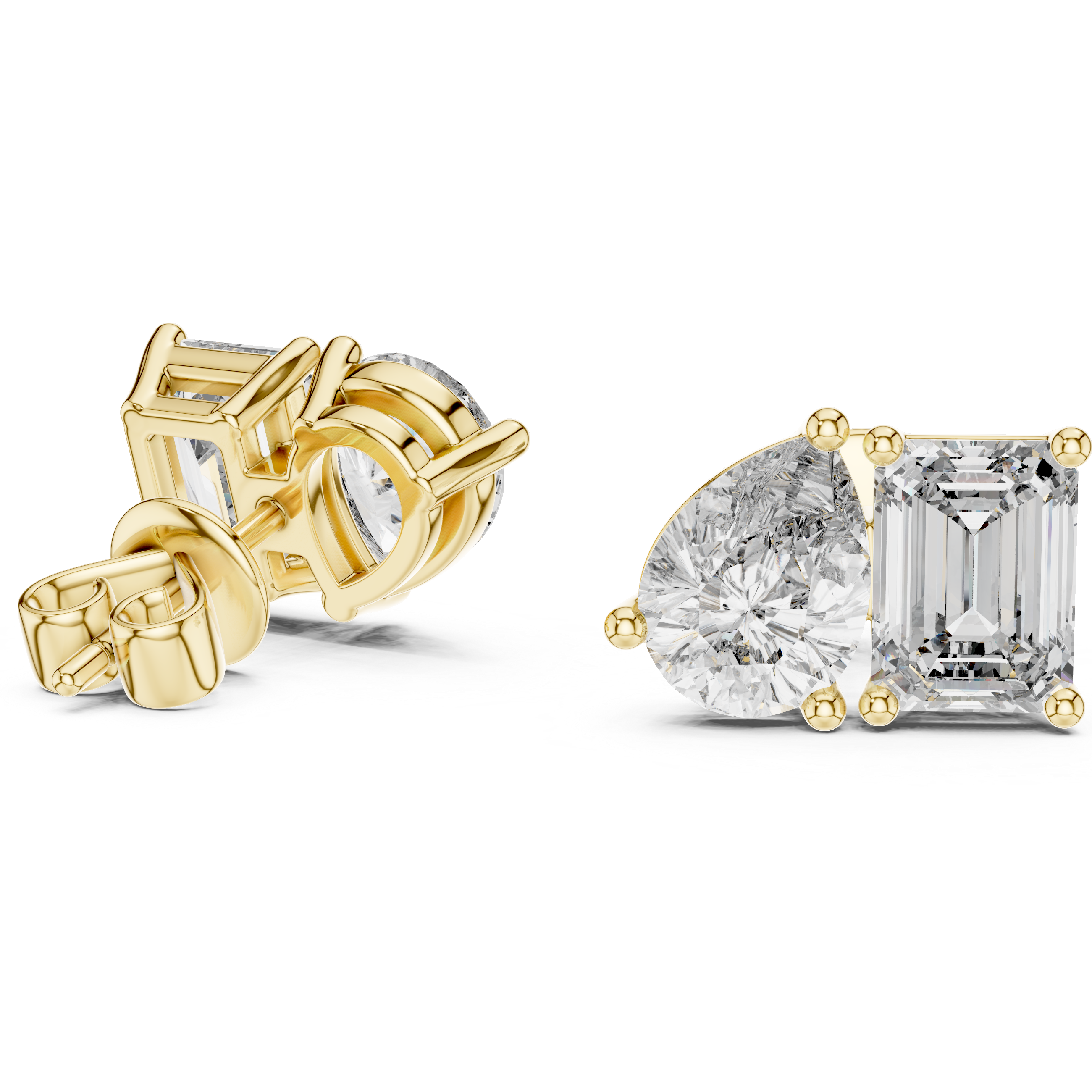 0.80ct Pear & 1.00ct Emerald Solitaire Diamond Studs