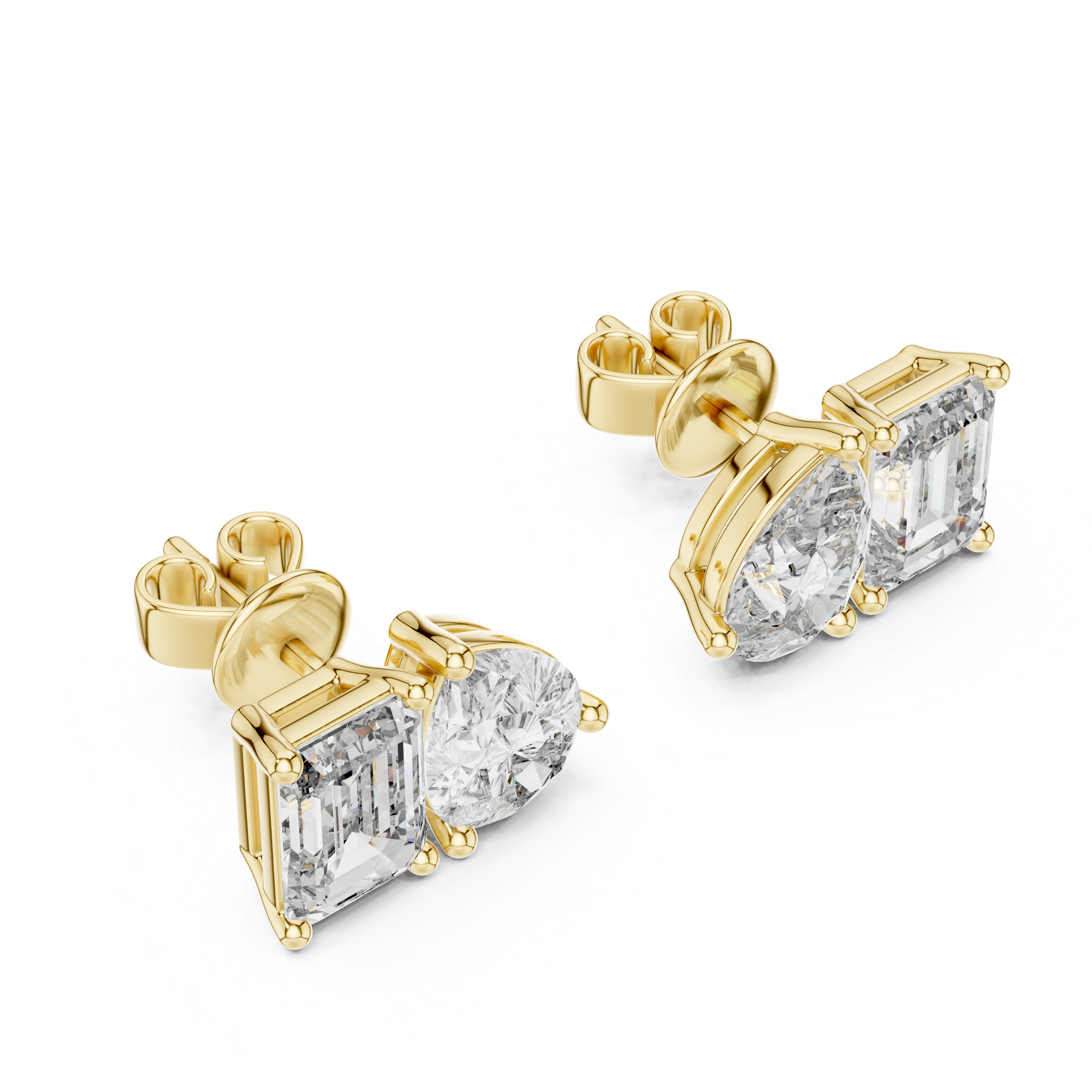 0.80ct Pear & 1.00ct Emerald Solitaire Diamond Studs