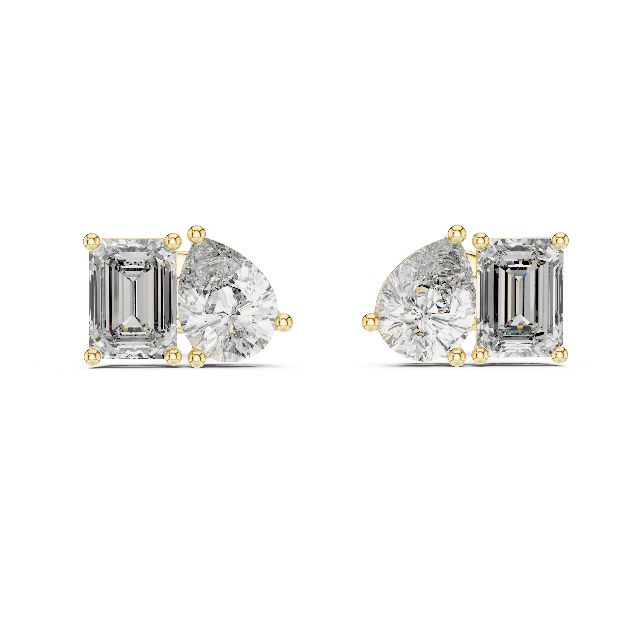 0.80ct Pear & 1.00ct Emerald Solitaire Diamond Studs