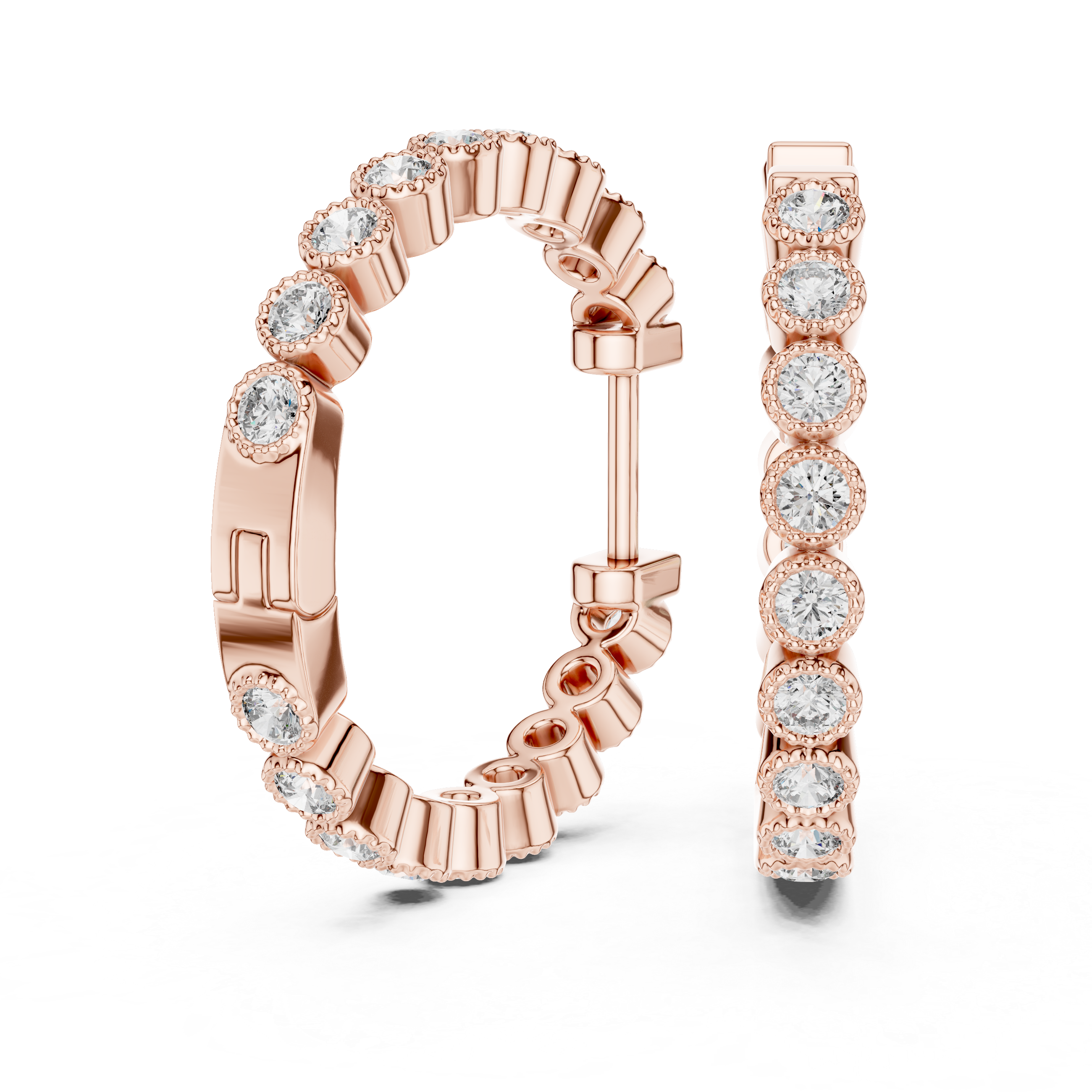 Classic Bezel-Set Round Diamond Hoop Earrings