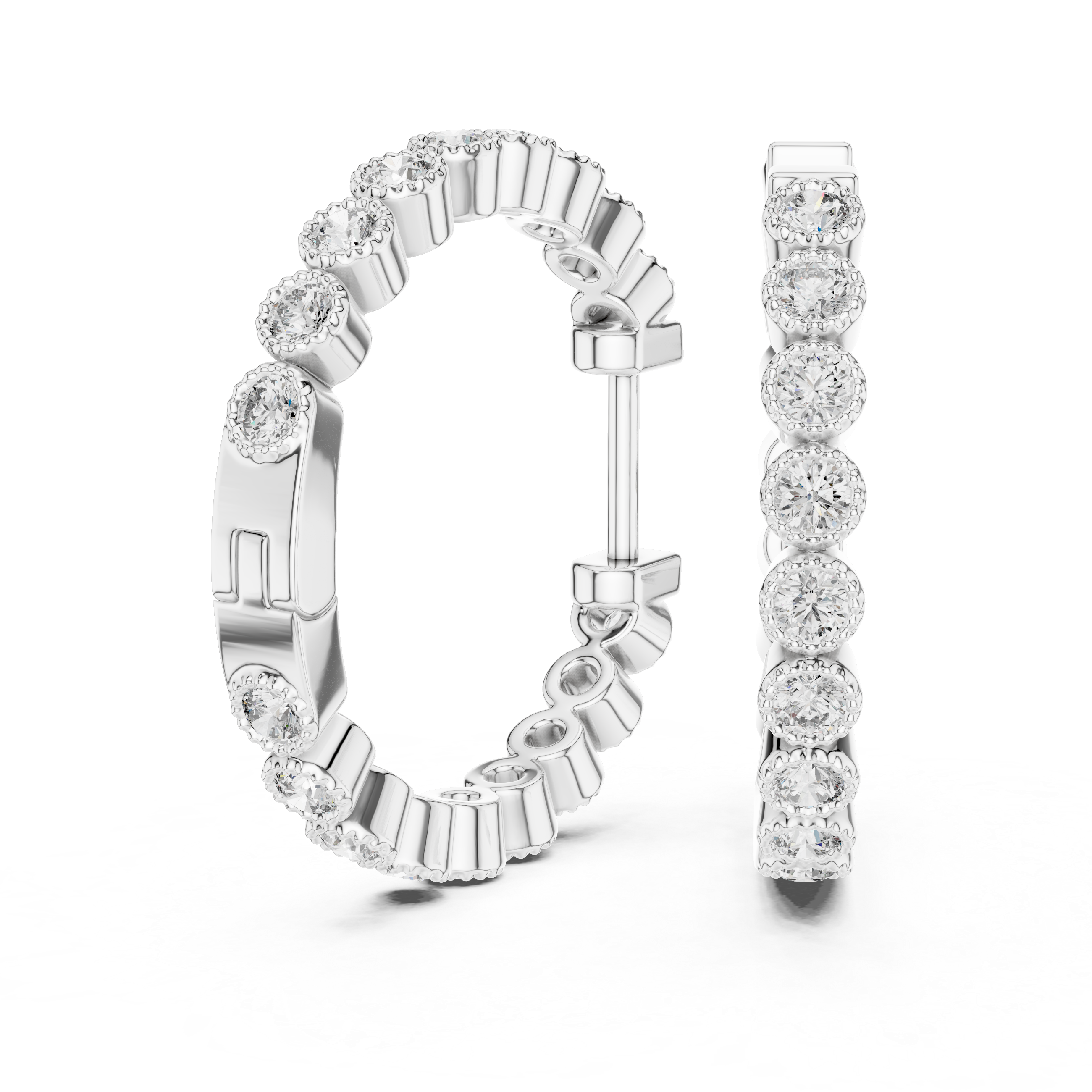 Classic Bezel-Set Round Diamond Hoop Earrings