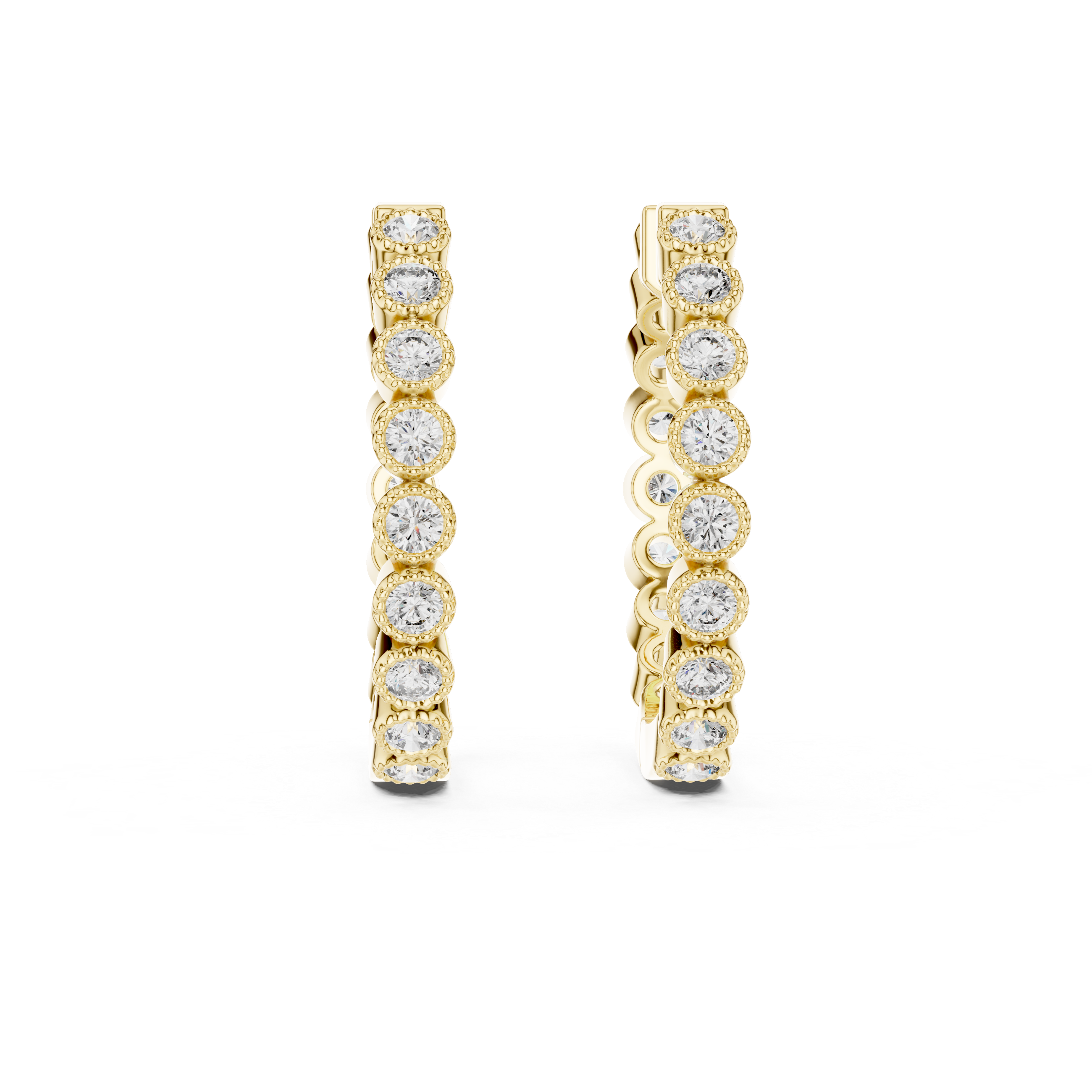 Classic Bezel-Set Round Diamond Hoop Earrings