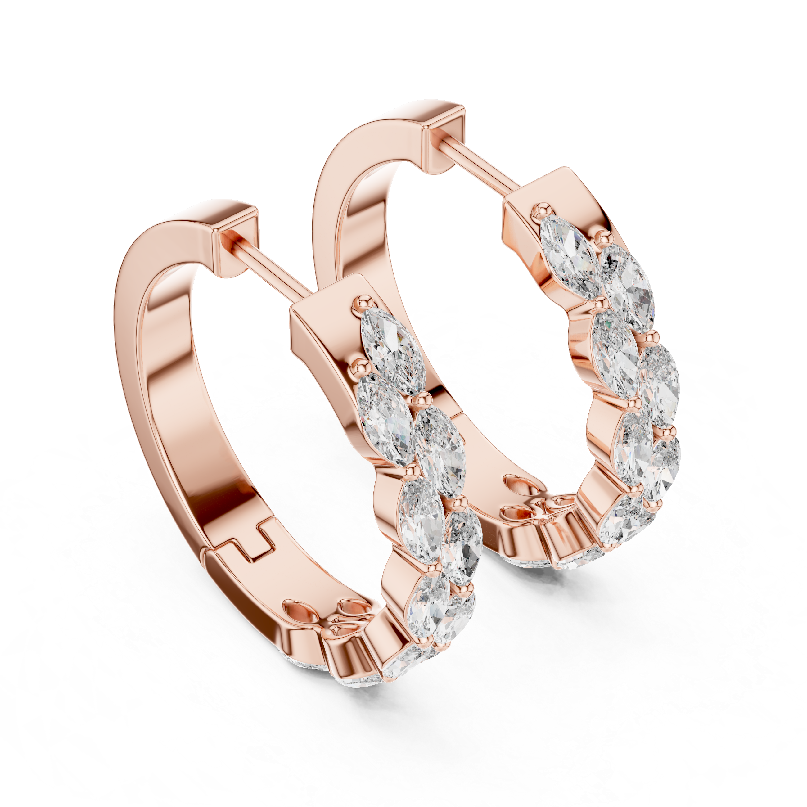 Marquise Diamond Eternity Hoop Earrings
