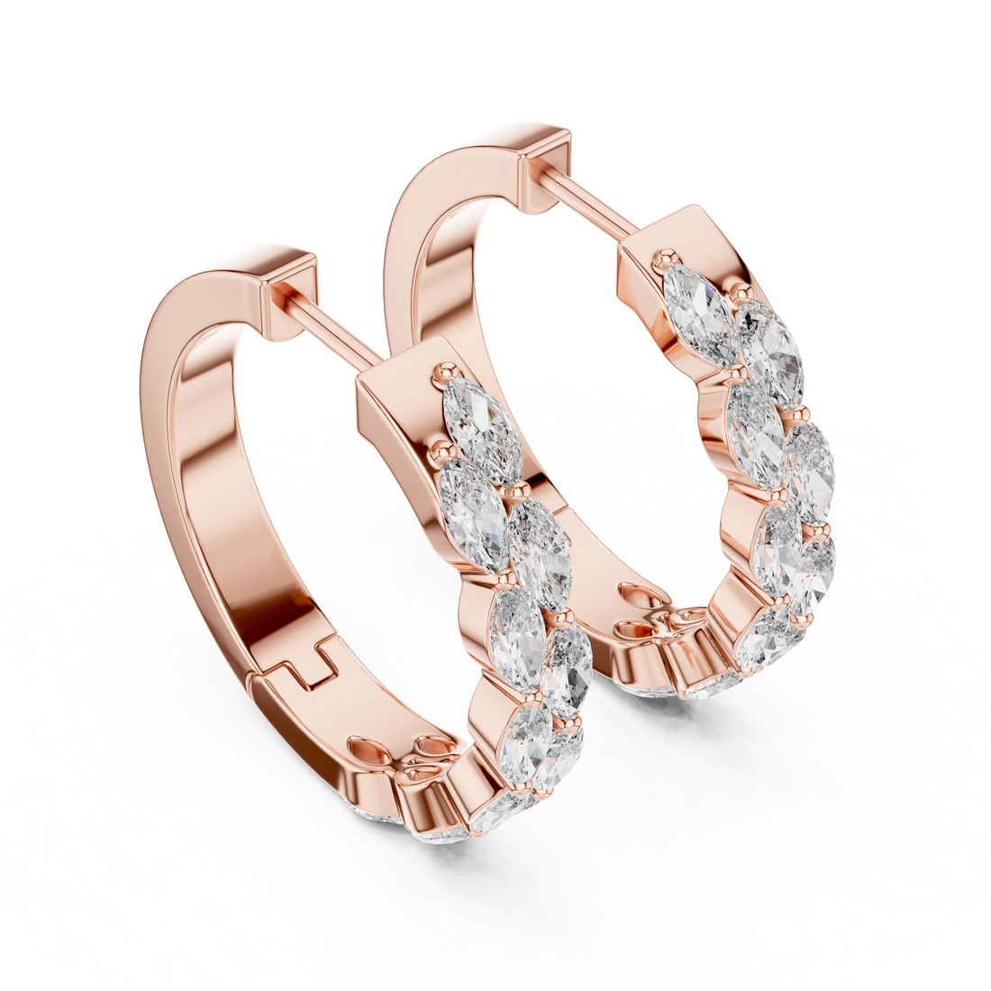 Marquise Diamond Eternity Hoop Earrings