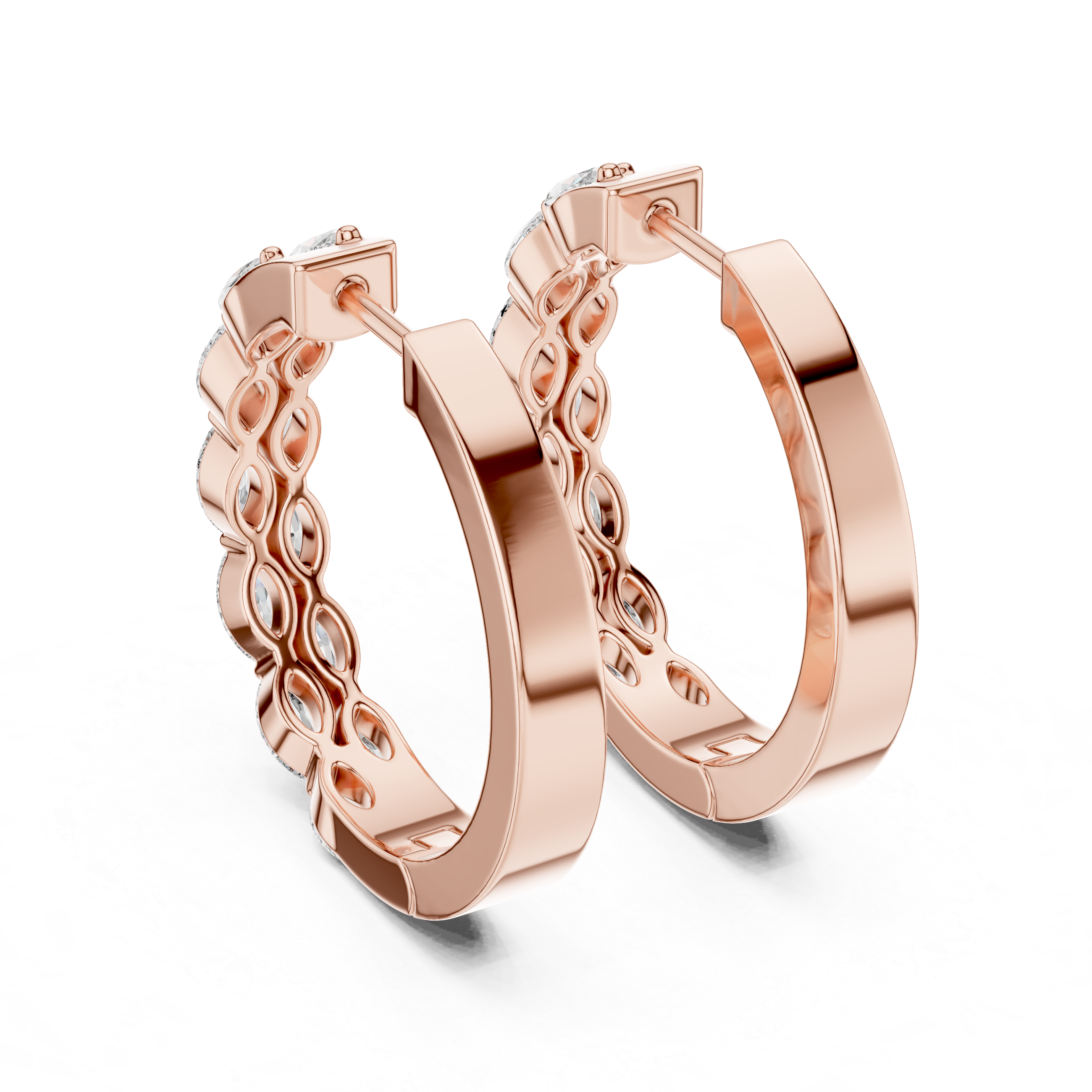 Marquise Diamond Eternity Hoop Earrings