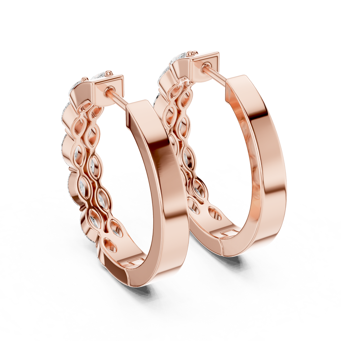 Marquise Diamond Eternity Hoop Earrings