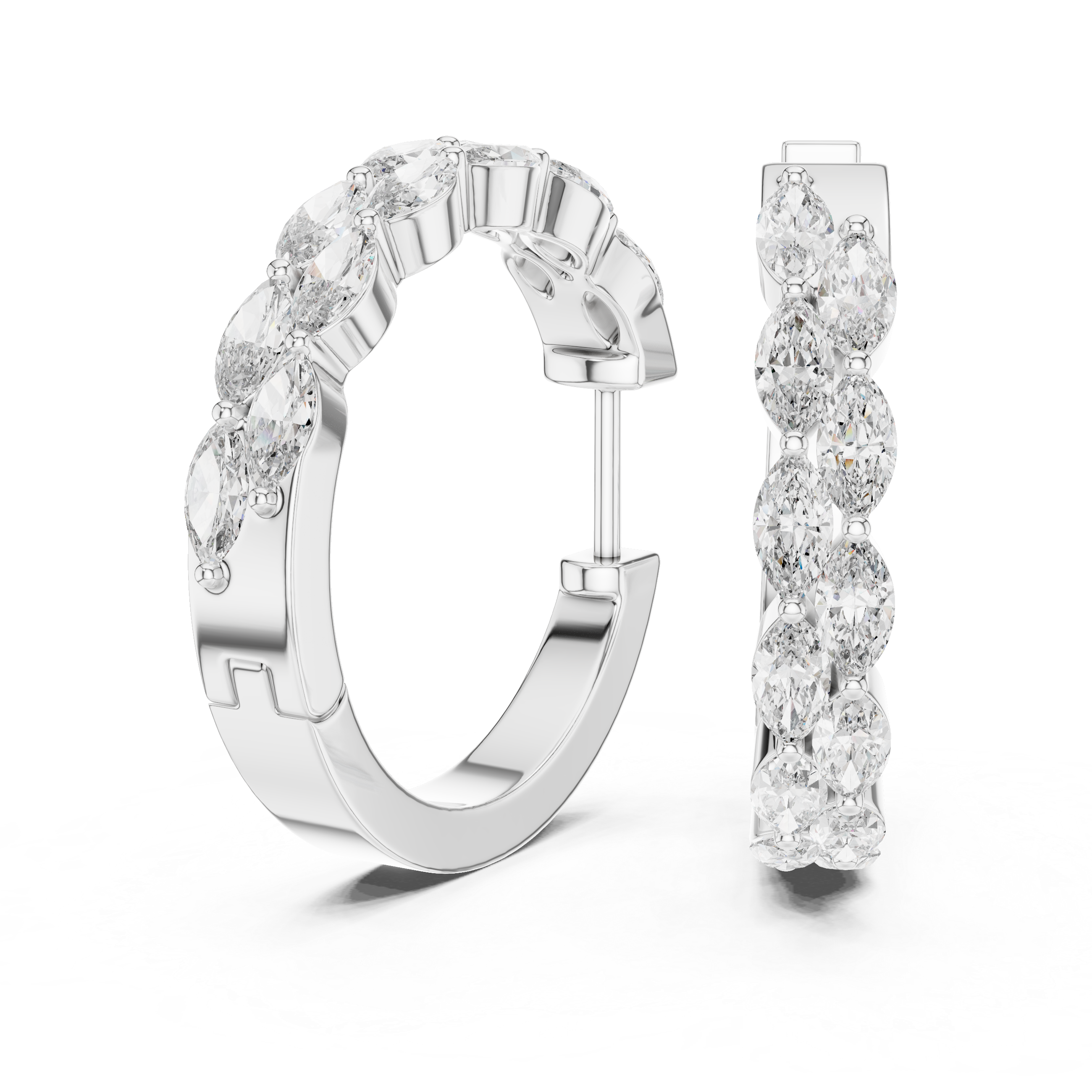 Marquise Diamond Eternity Hoop Earrings