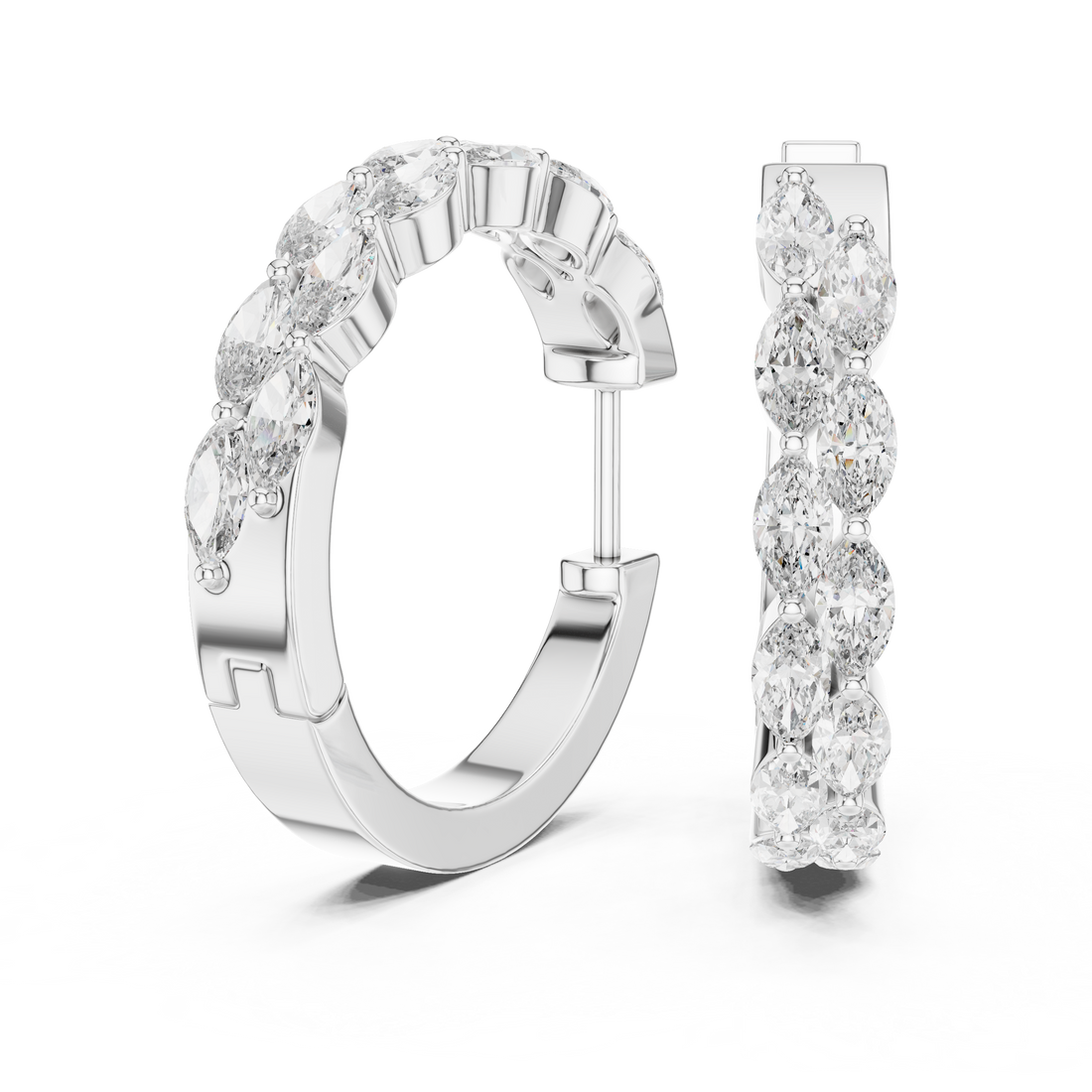 Marquise Diamond Eternity Hoop Earrings