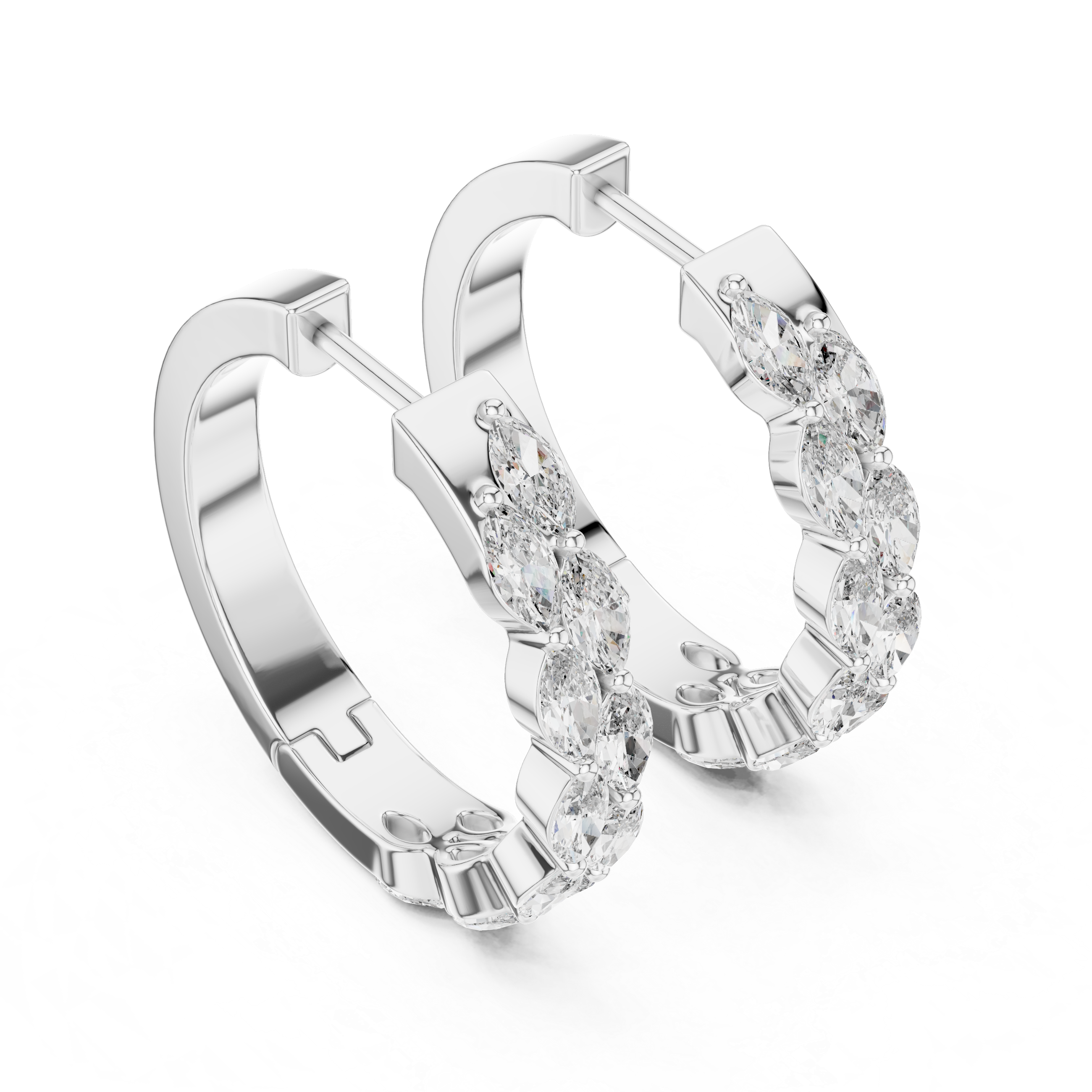 Marquise Diamond Eternity Hoop Earrings