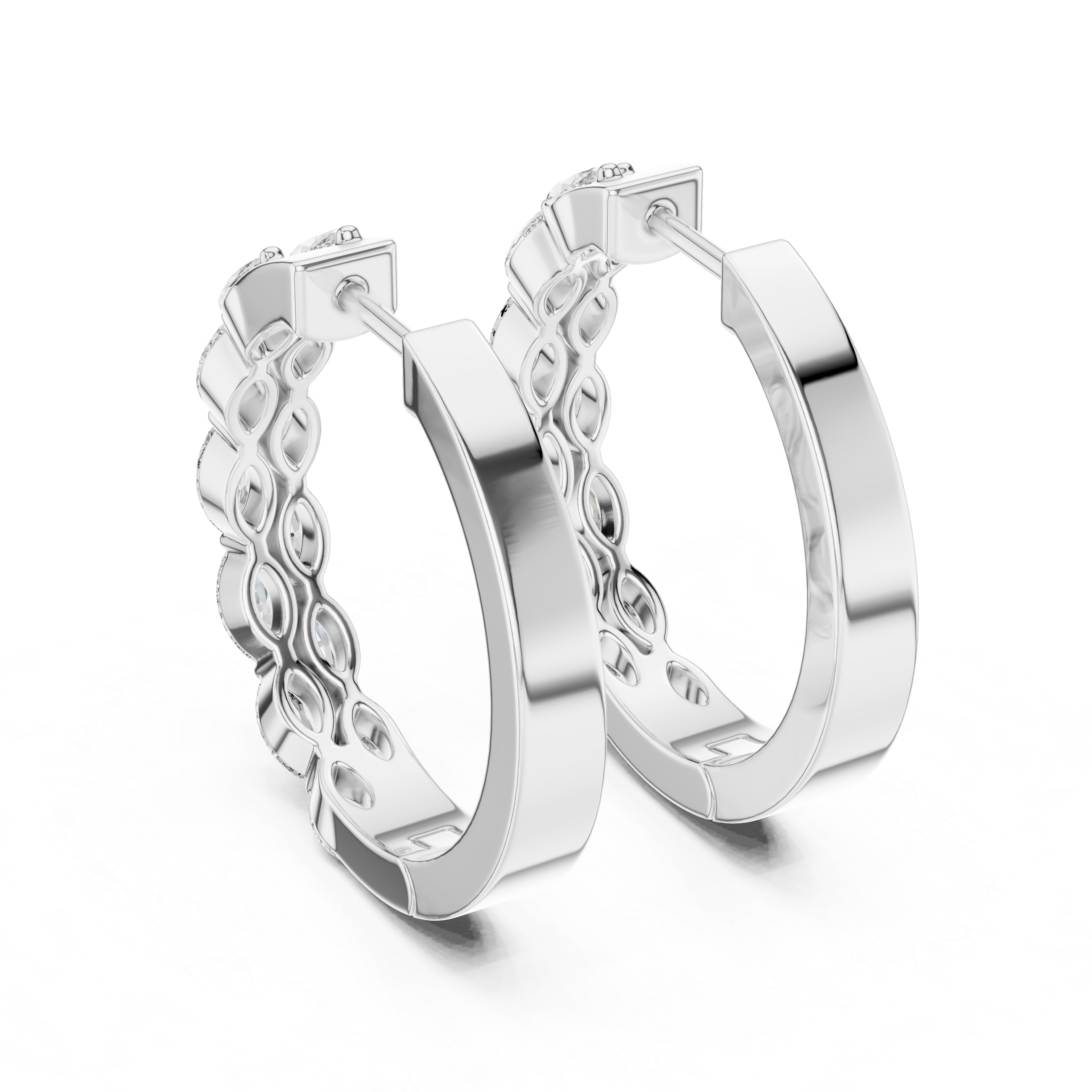 Marquise Diamond Eternity Hoop Earrings