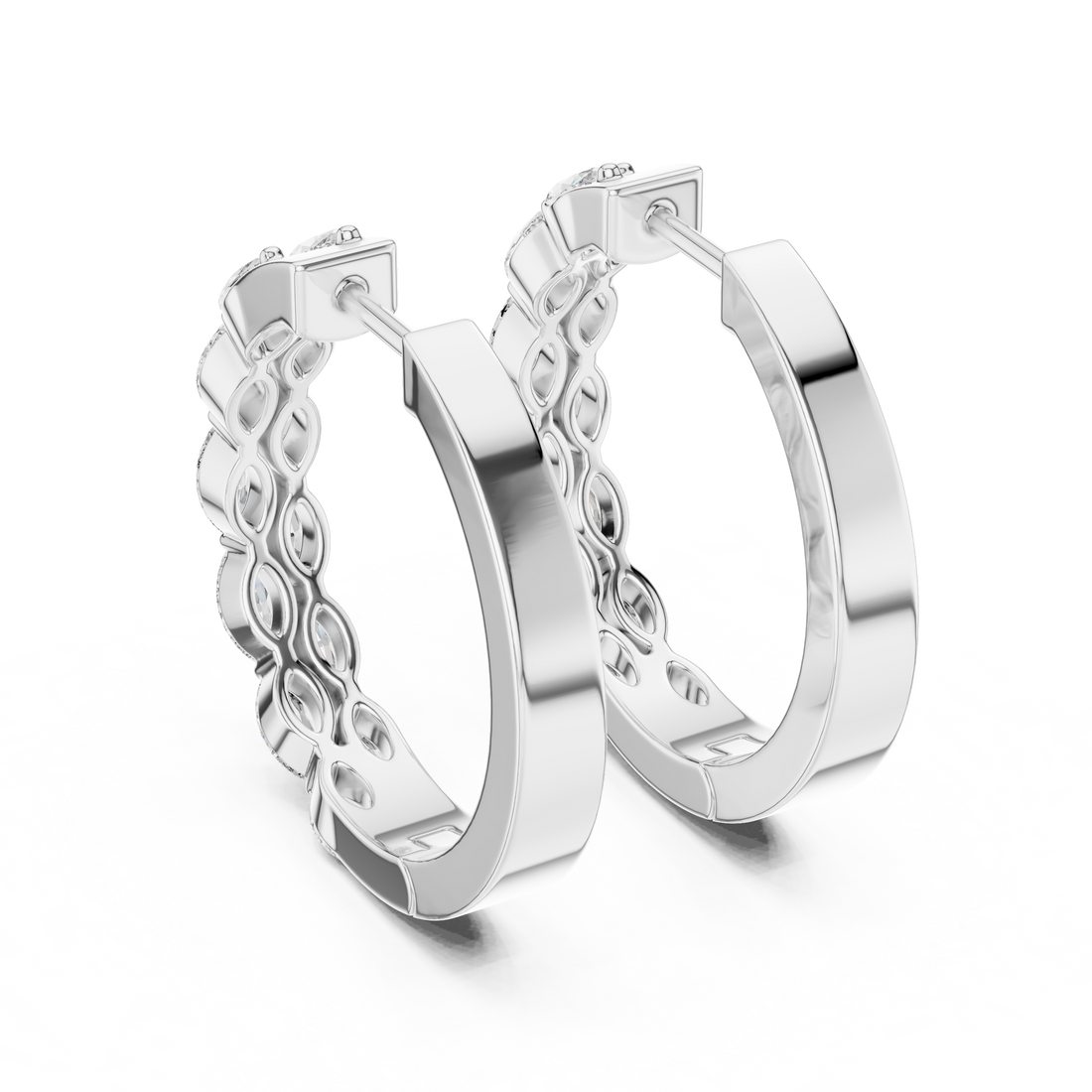 Marquise Diamond Eternity Hoop Earrings