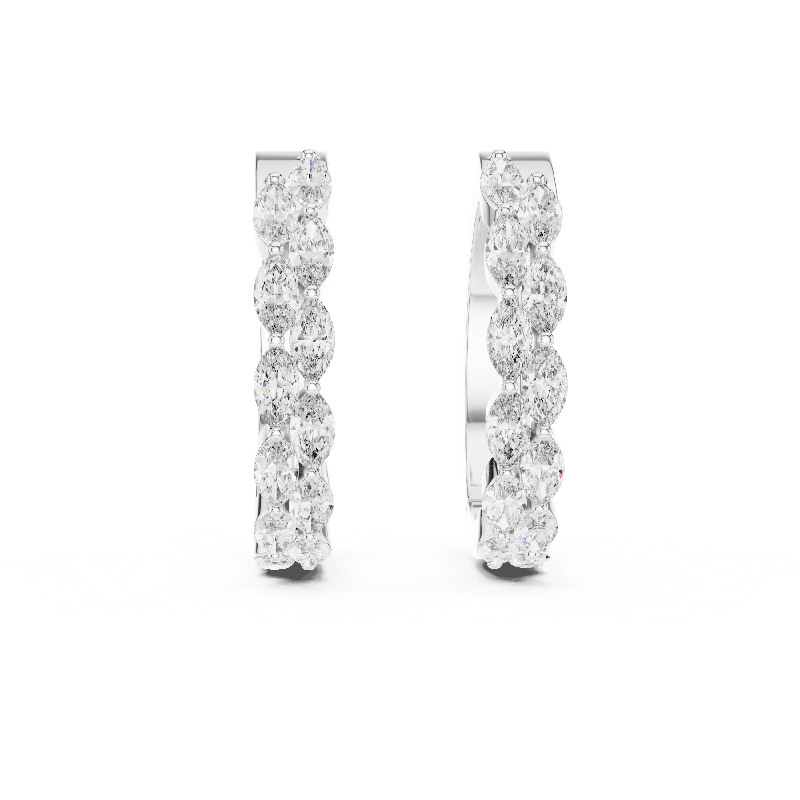 Marquise Diamond Eternity Hoop Earrings