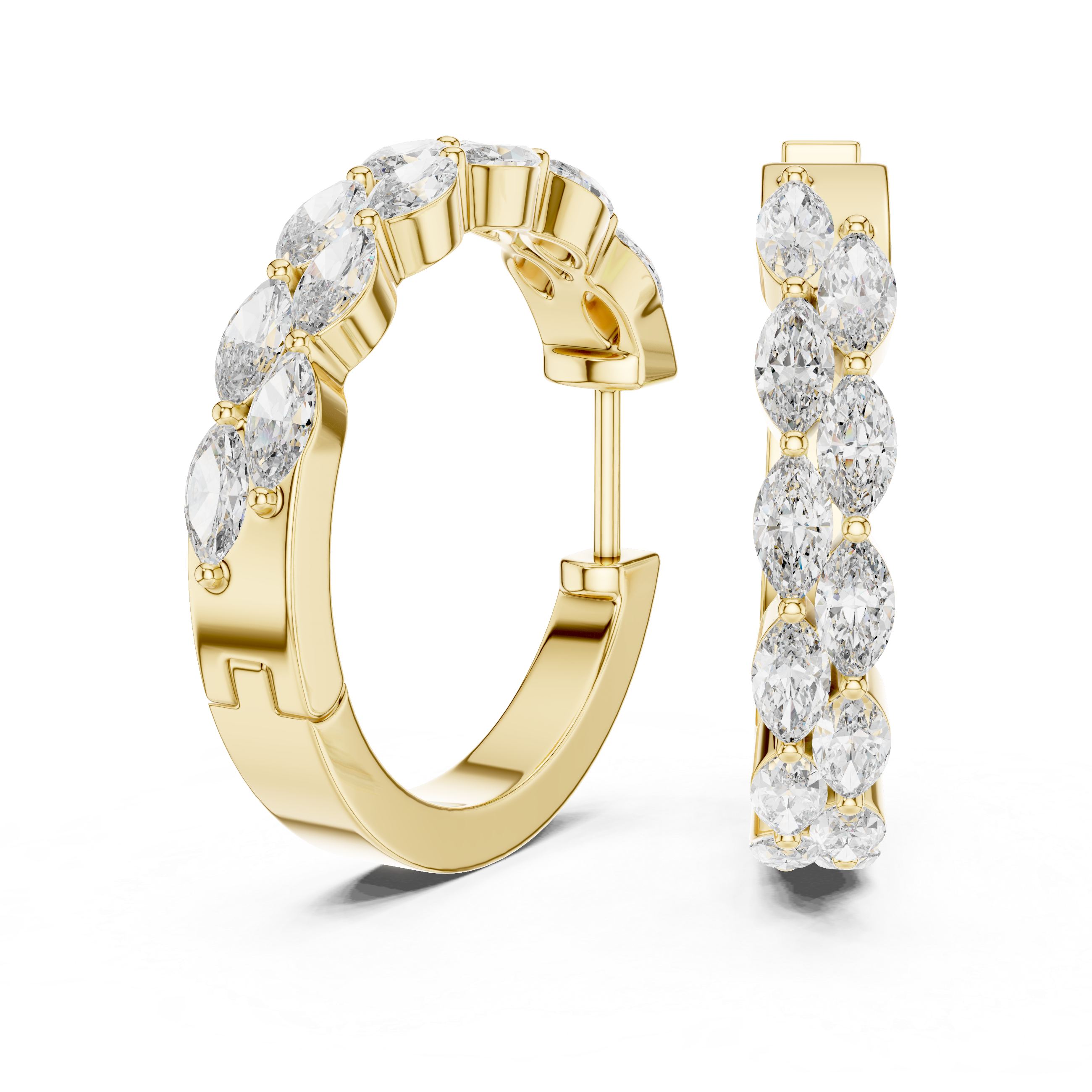 Marquise Diamond Eternity Hoop Earrings