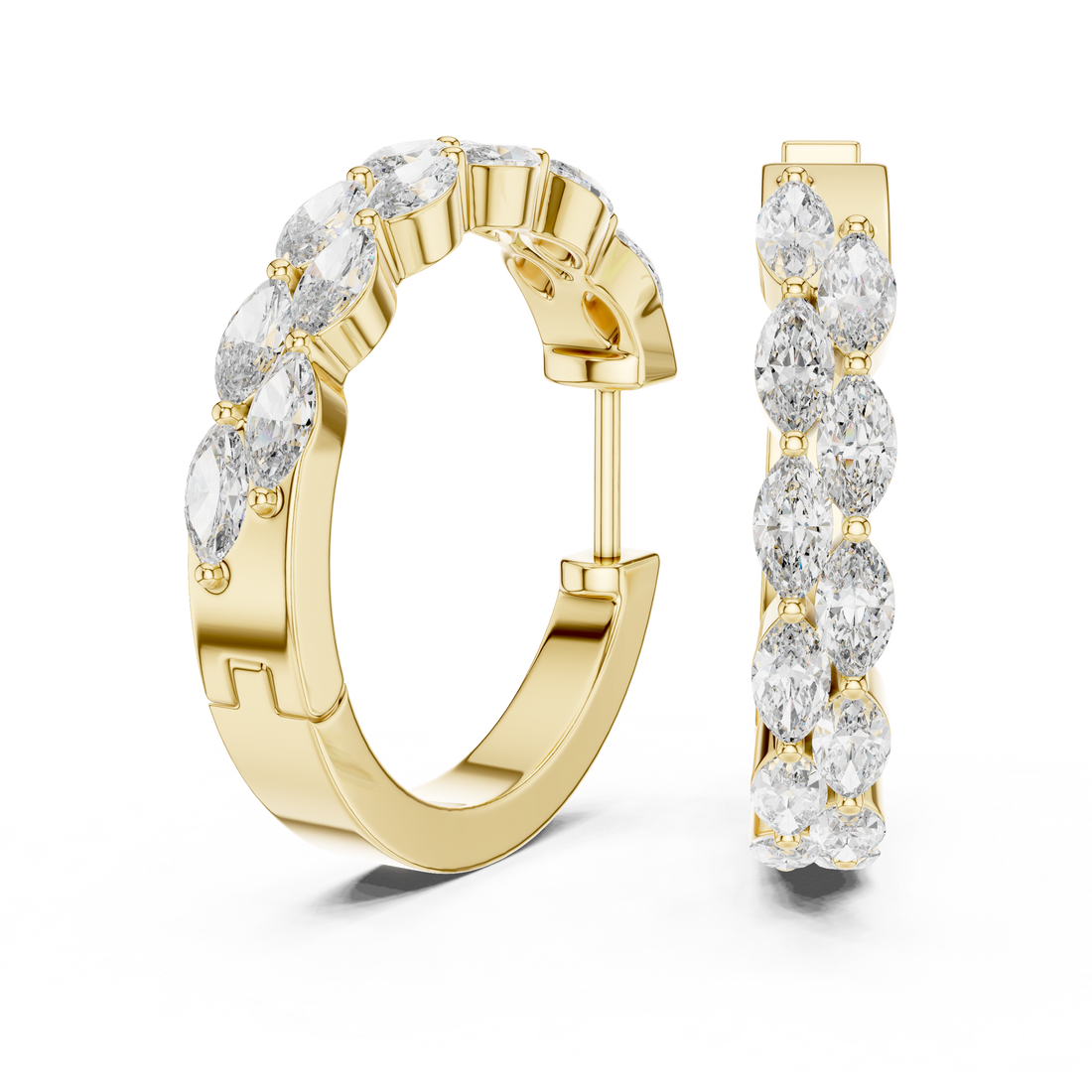 Marquise Diamond Eternity Hoop Earrings