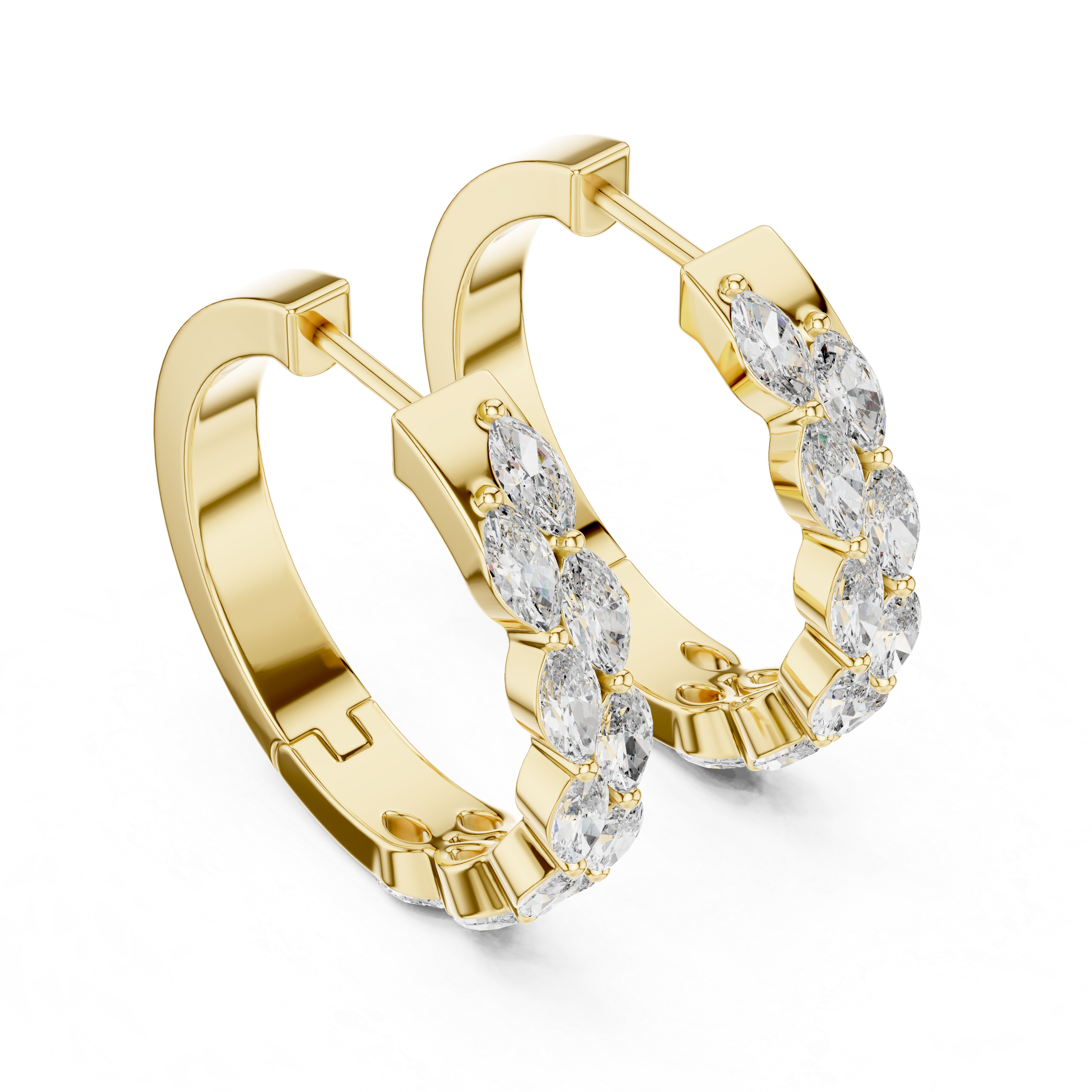 Marquise Diamond Eternity Hoop Earrings