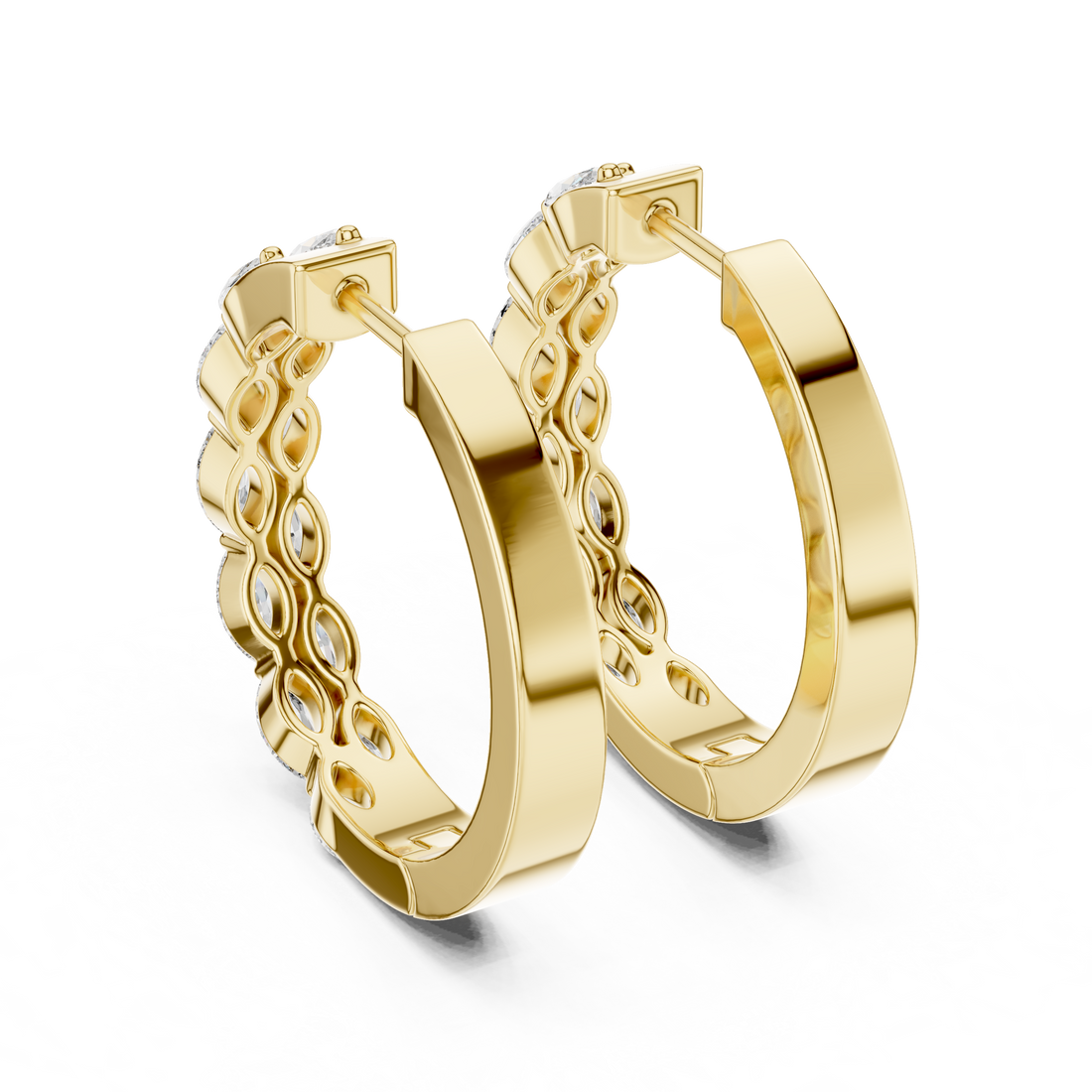 Marquise Diamond Eternity Hoop Earrings
