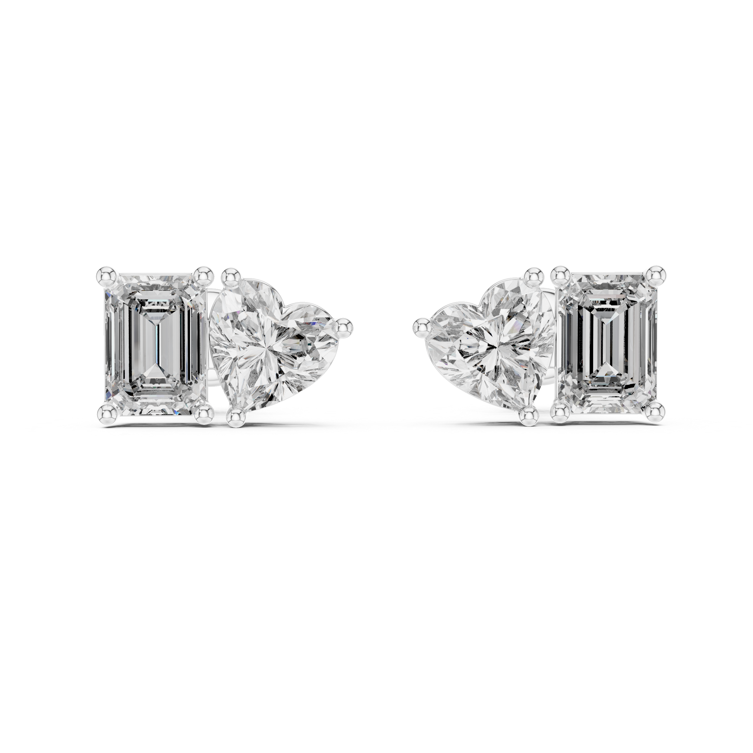 Heart & Emerald-Cut Diamond Earrings
