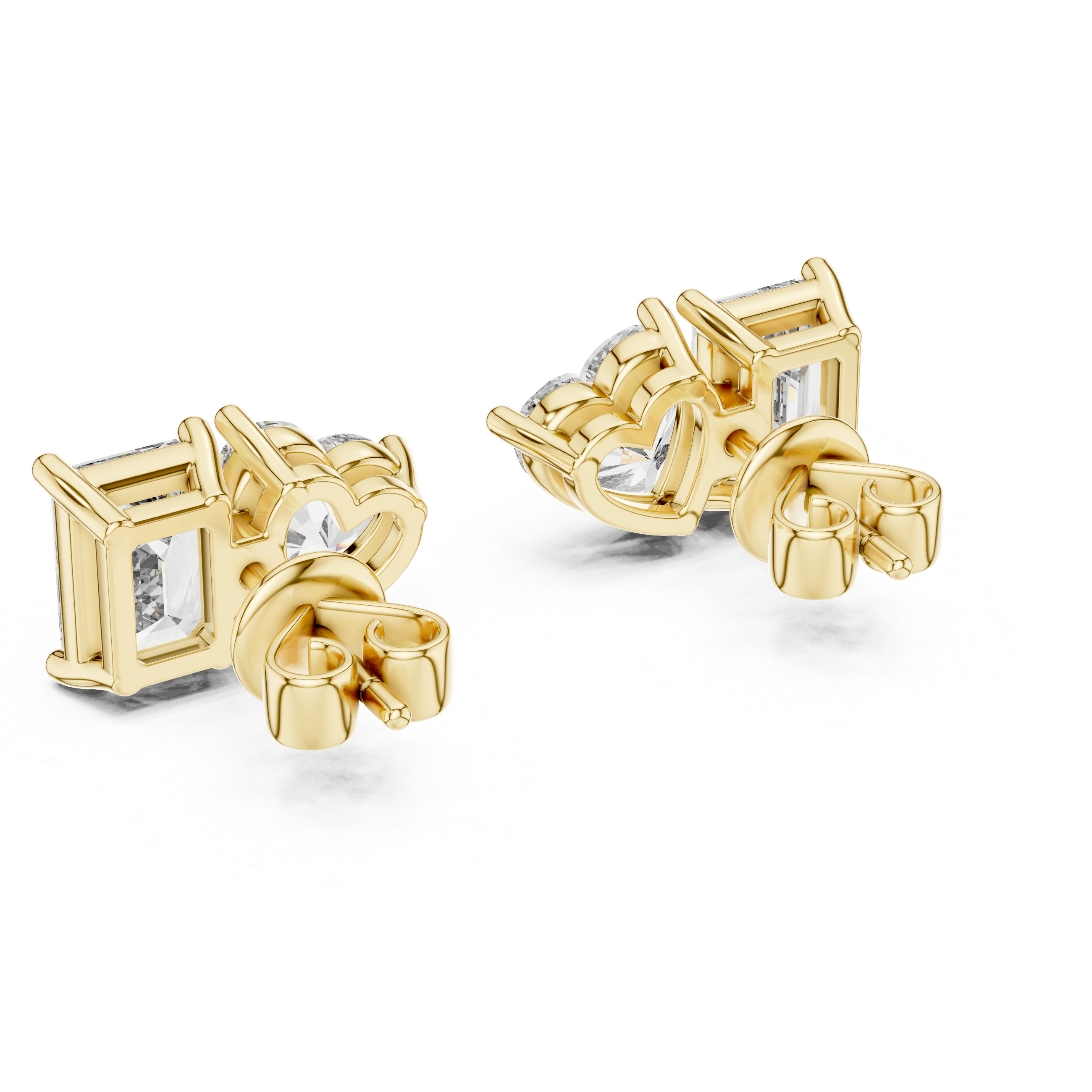 Heart & Emerald-Cut Diamond Earrings