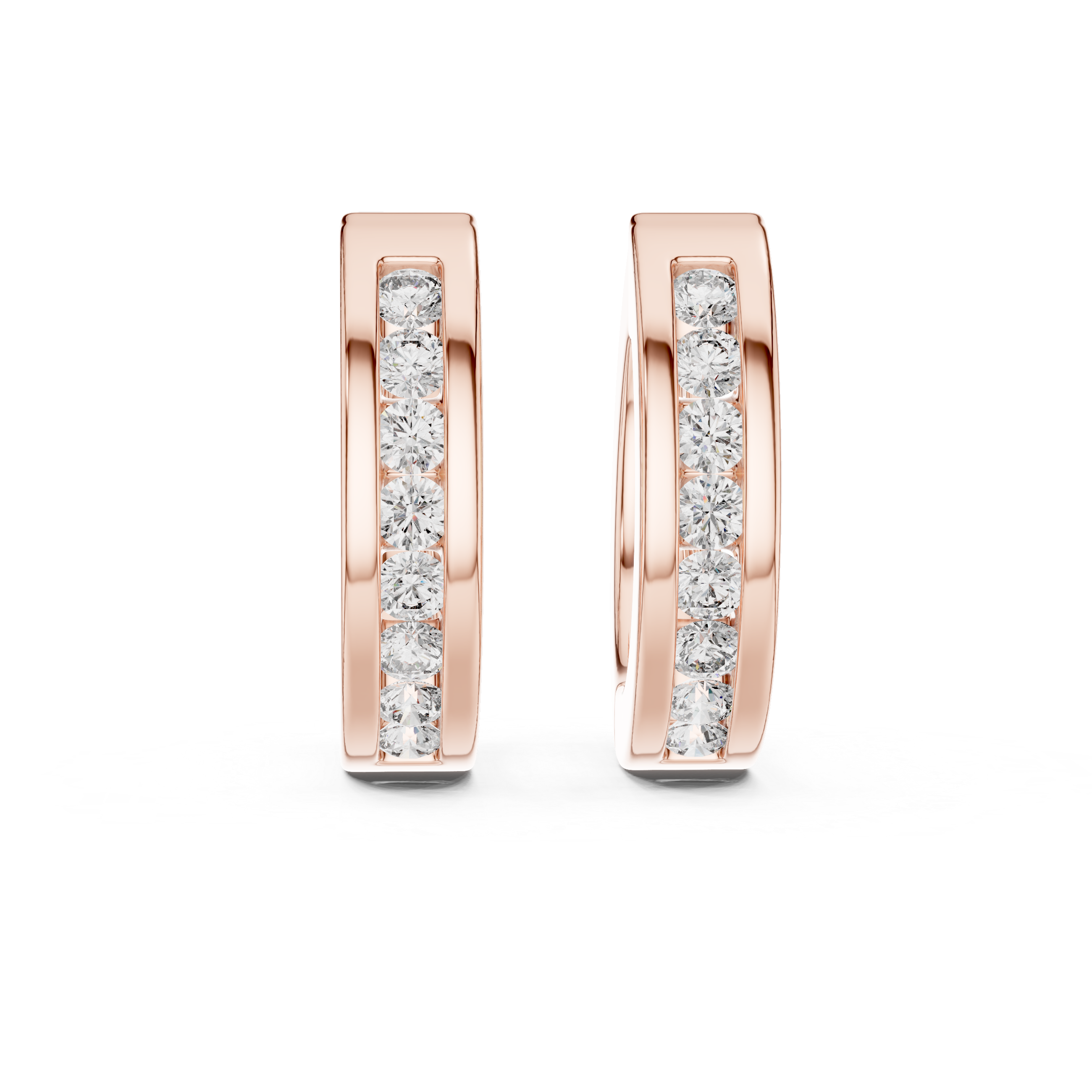 Channel-Set Round Diamond Huggie Hoop Earrings