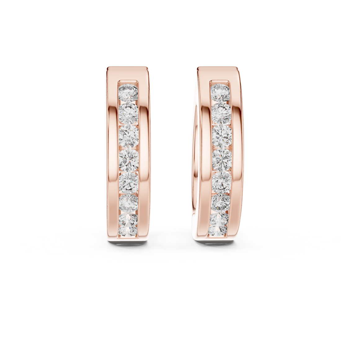 Channel-Set Round Diamond Huggie Hoop Earrings