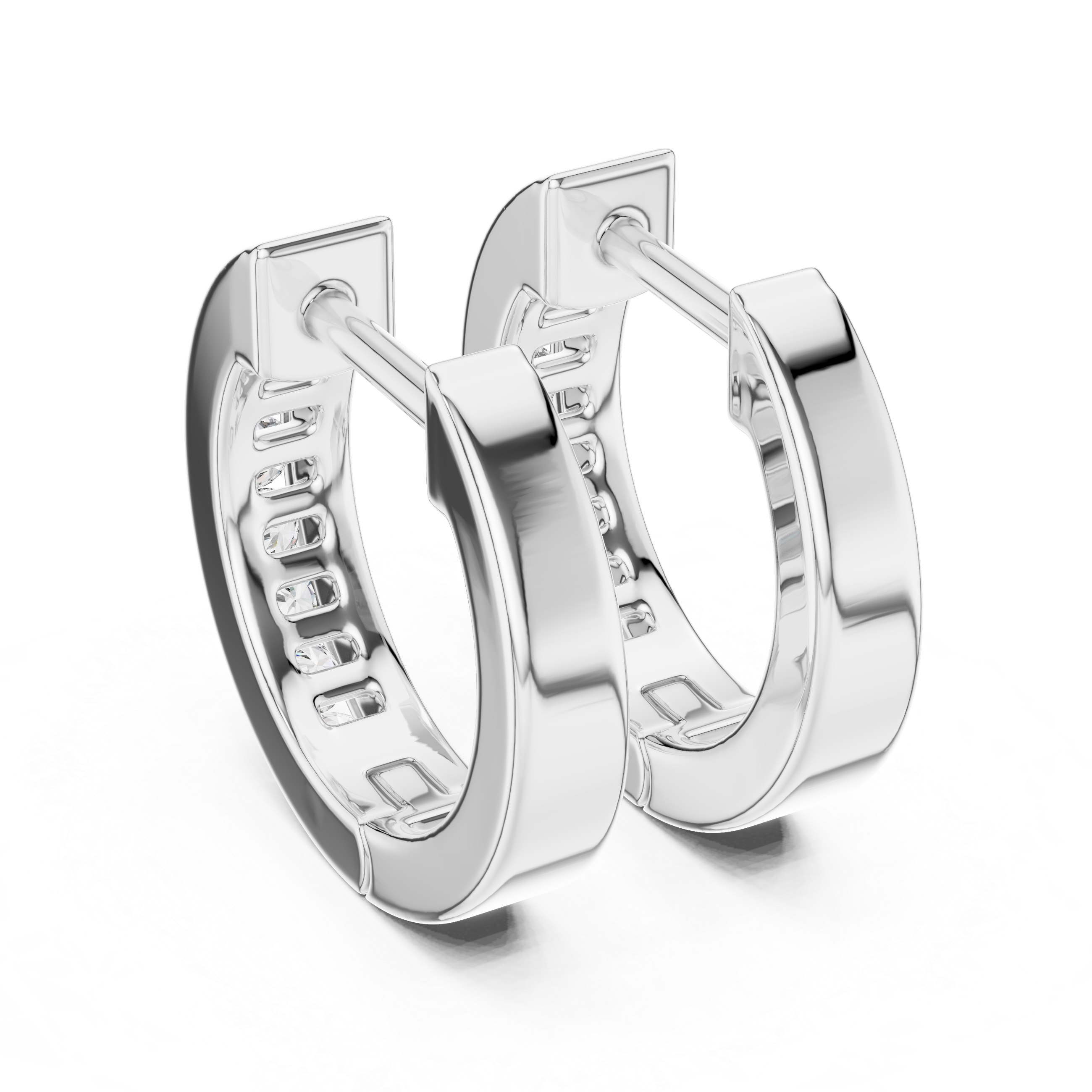 Channel-Set Round Diamond Huggie Hoop Earrings