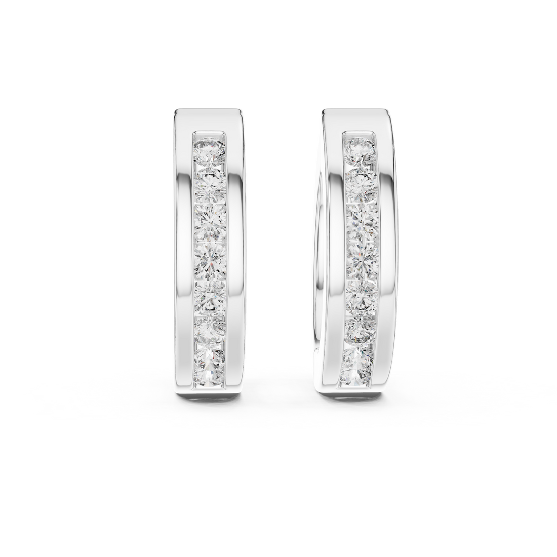 Channel-Set Round Diamond Huggie Hoop Earrings