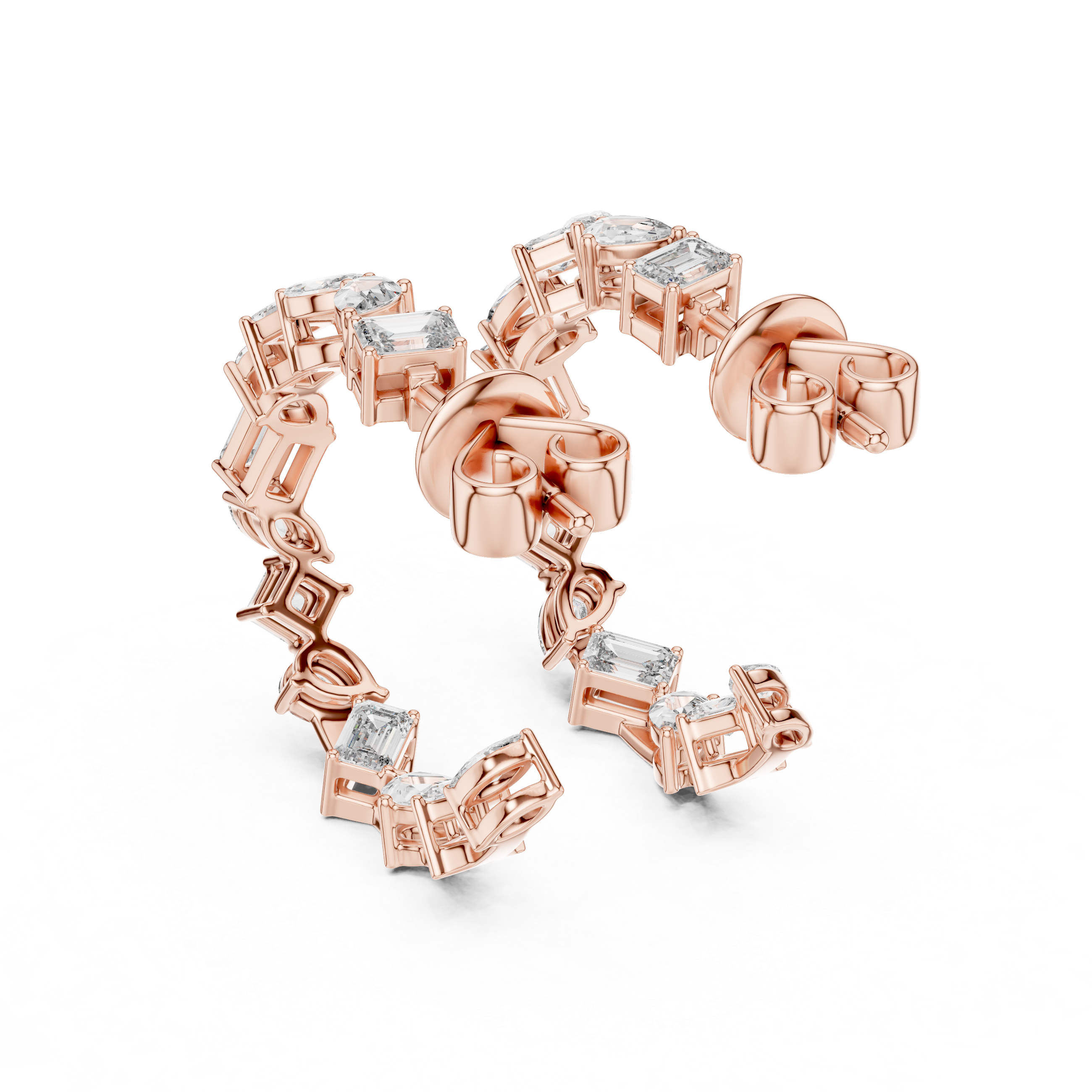Multi-Shape Mixed Diamond Hoop Earrings