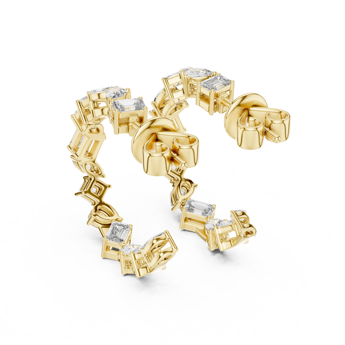 Multi-Shape Mixed Diamond Hoop Earrings