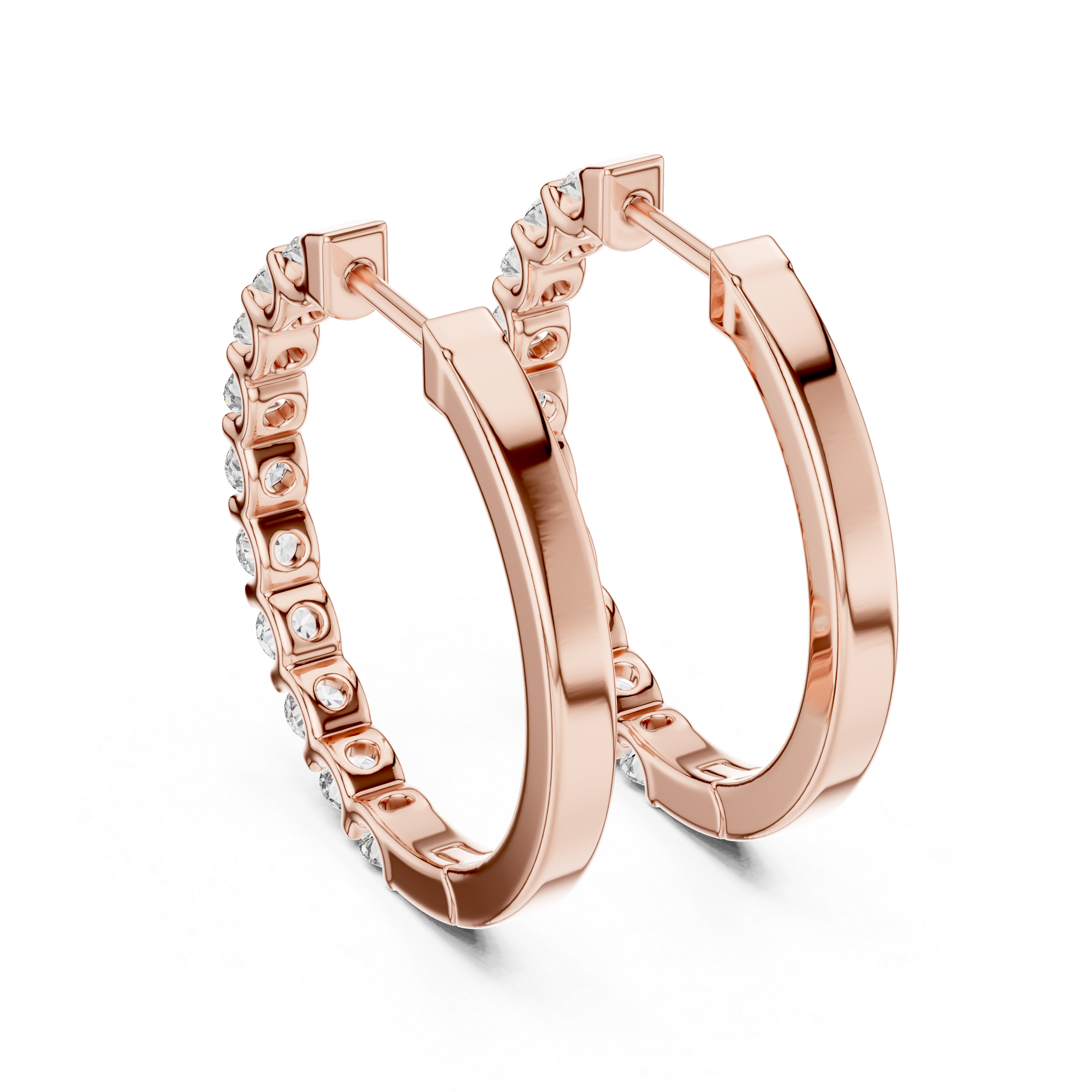 Classic Shared-Prong Round Diamond Hoop Earrings