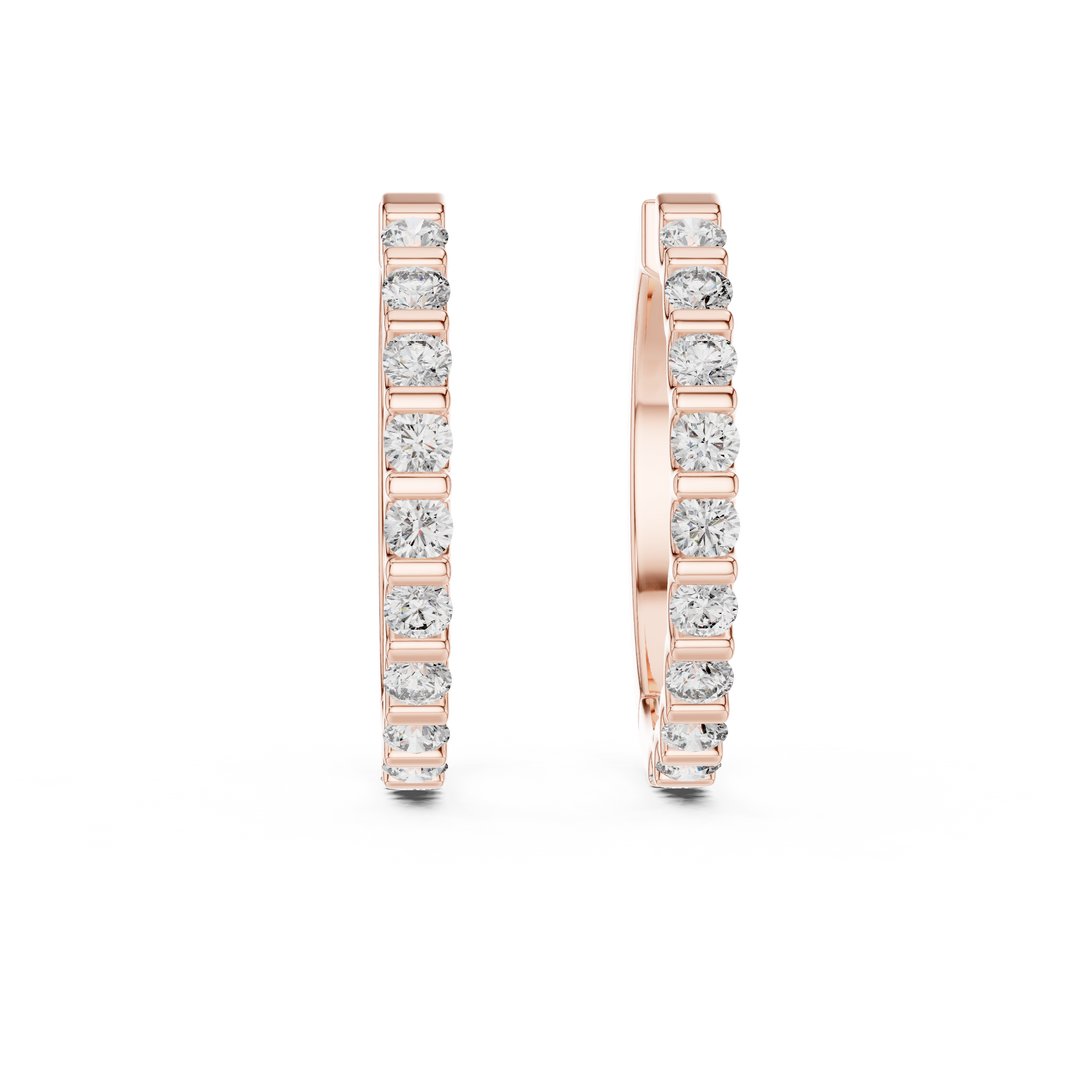 Classic Shared-Prong Round Diamond Hoop Earrings