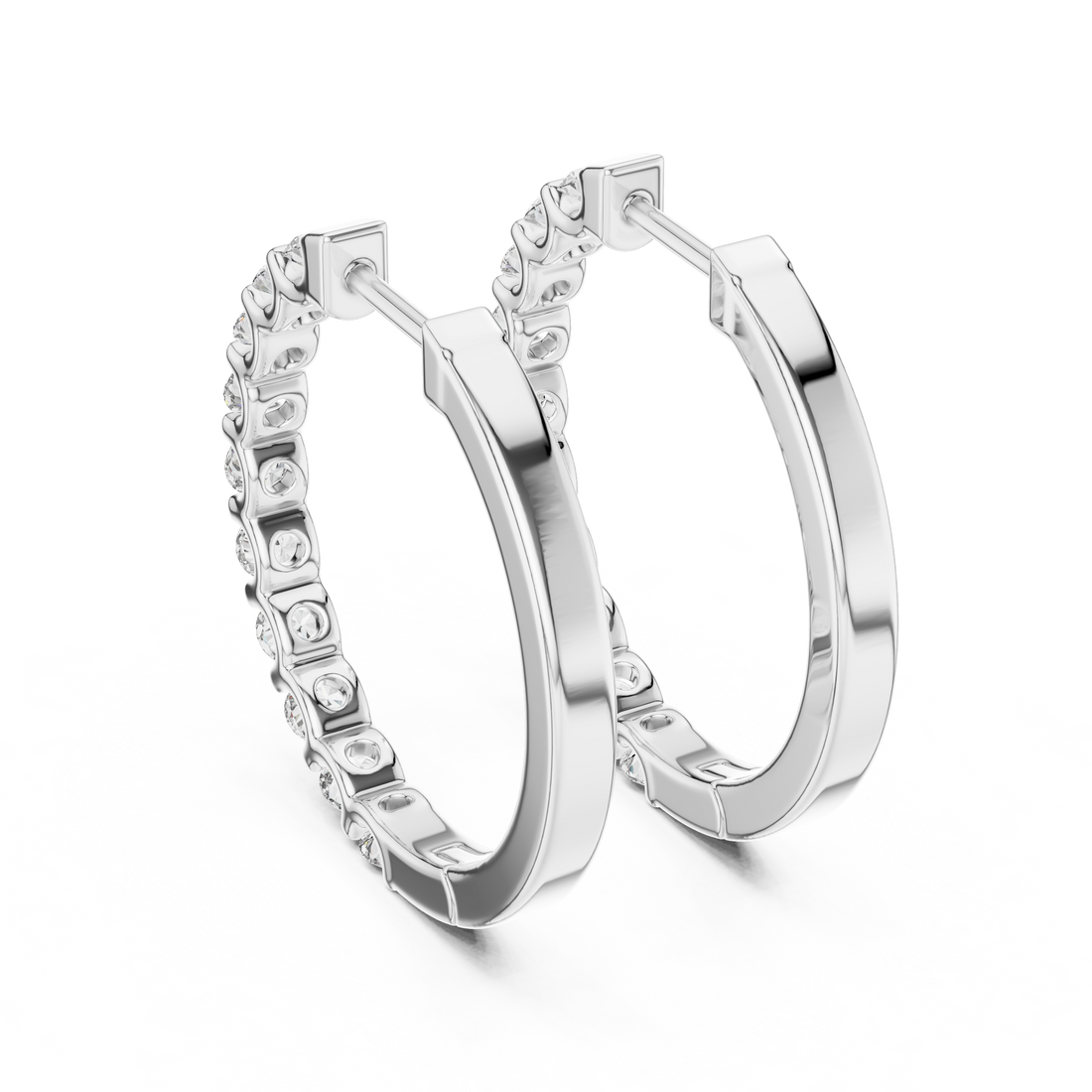 Classic Shared-Prong Round Diamond Hoop Earrings