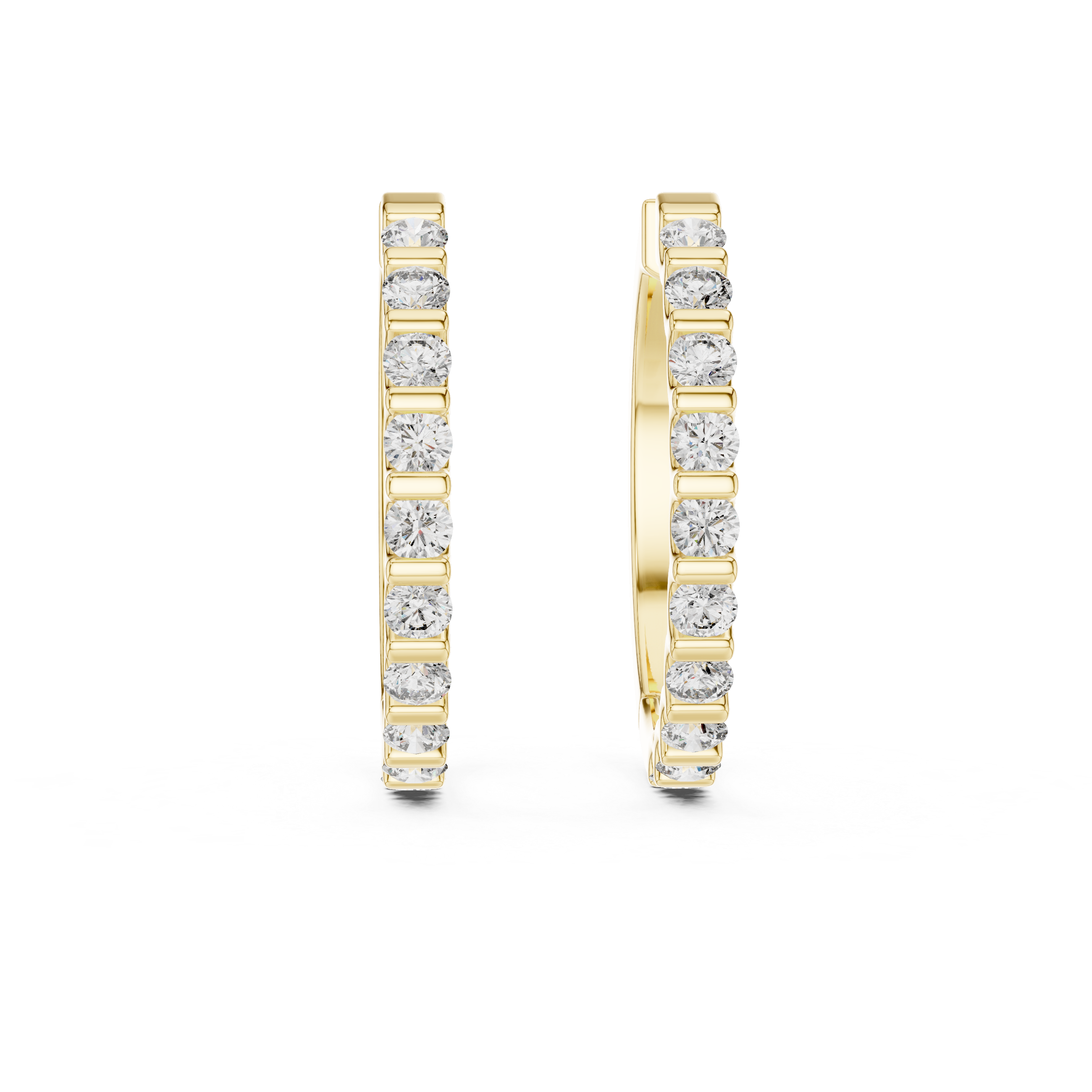Classic Shared-Prong Round Diamond Hoop Earrings