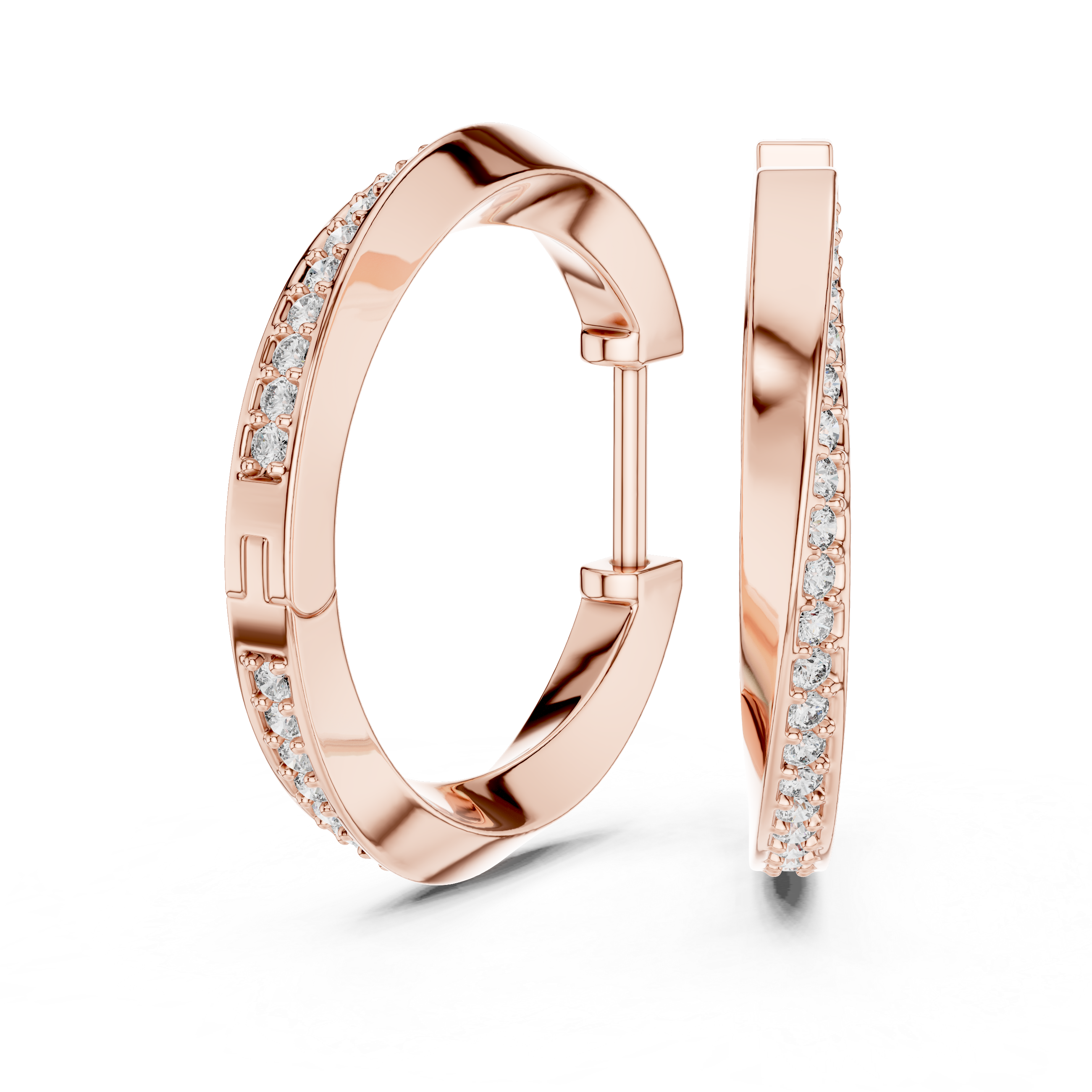 Dual-Row Pavé Diamond Hoop Earrings