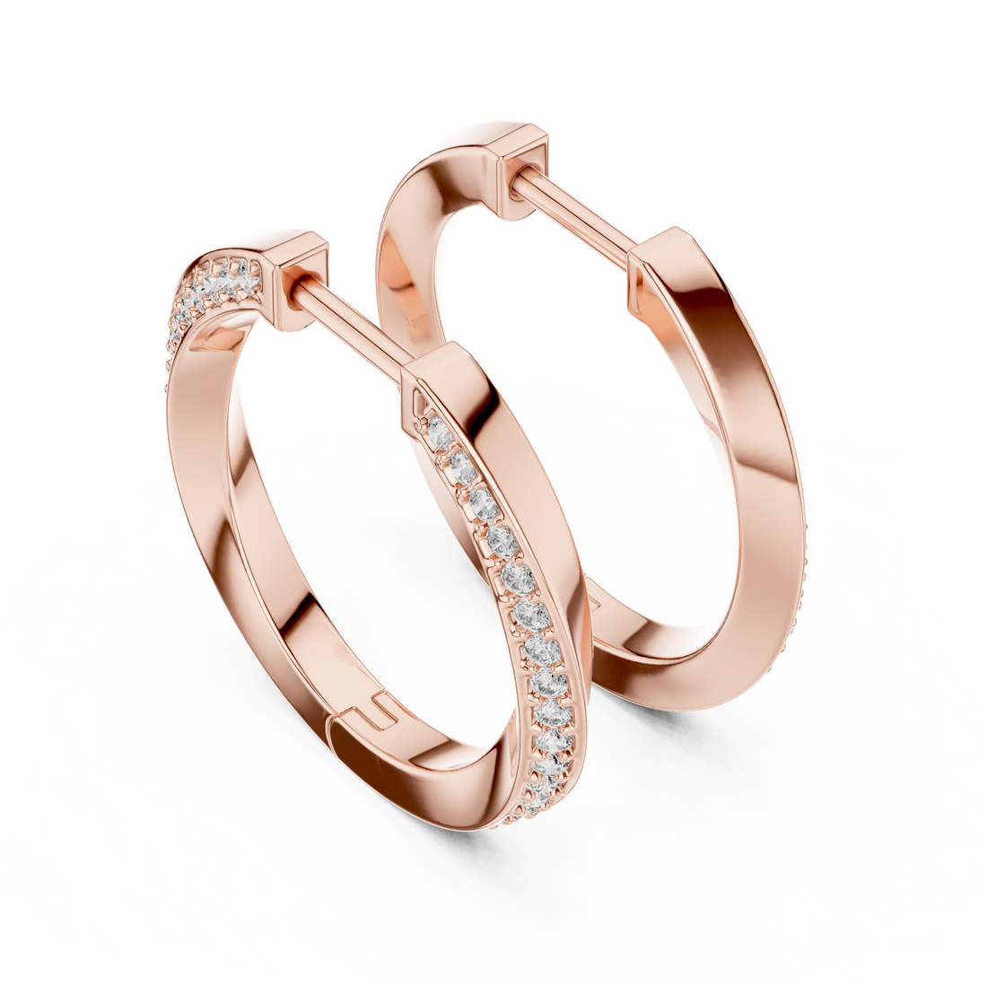 Dual-Row Pavé Diamond Hoop Earrings