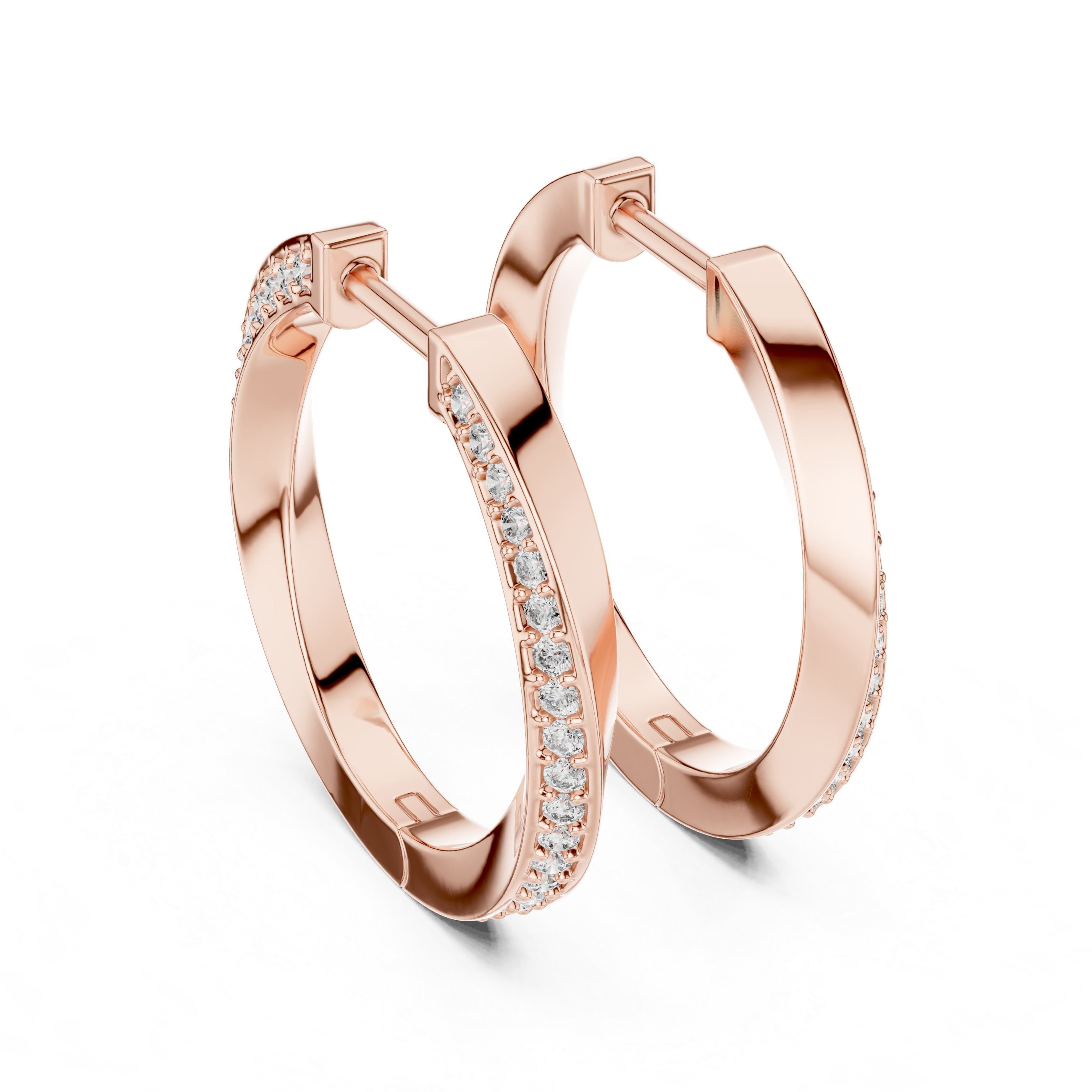 Dual-Row Pavé Diamond Hoop Earrings