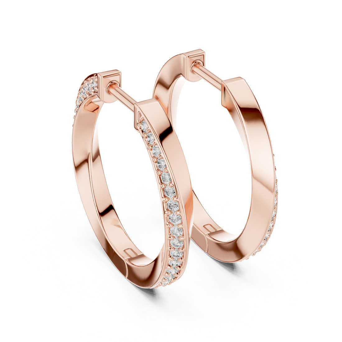 Dual-Row Pavé Diamond Hoop Earrings
