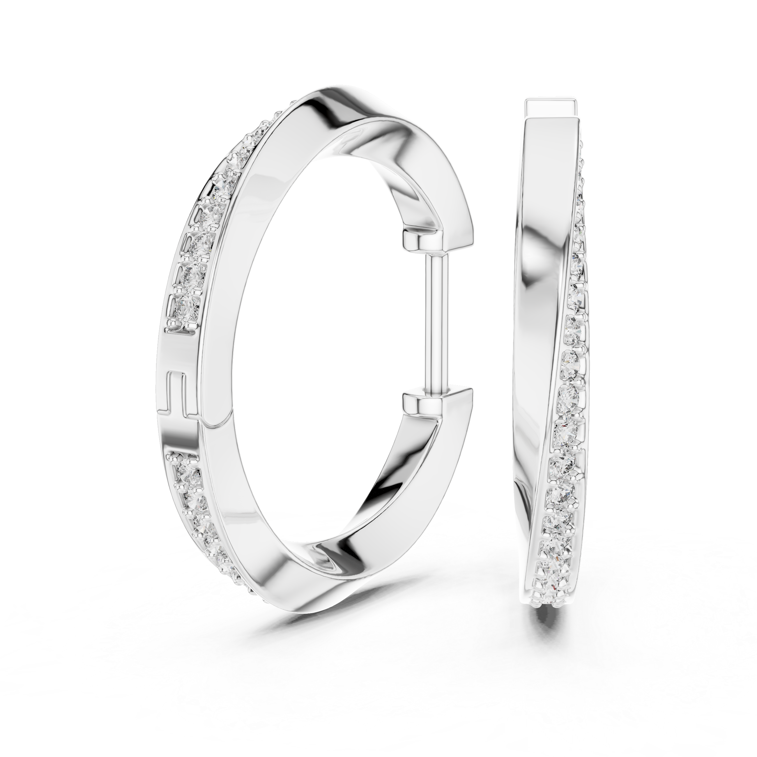 Dual-Row Pavé Diamond Hoop Earrings